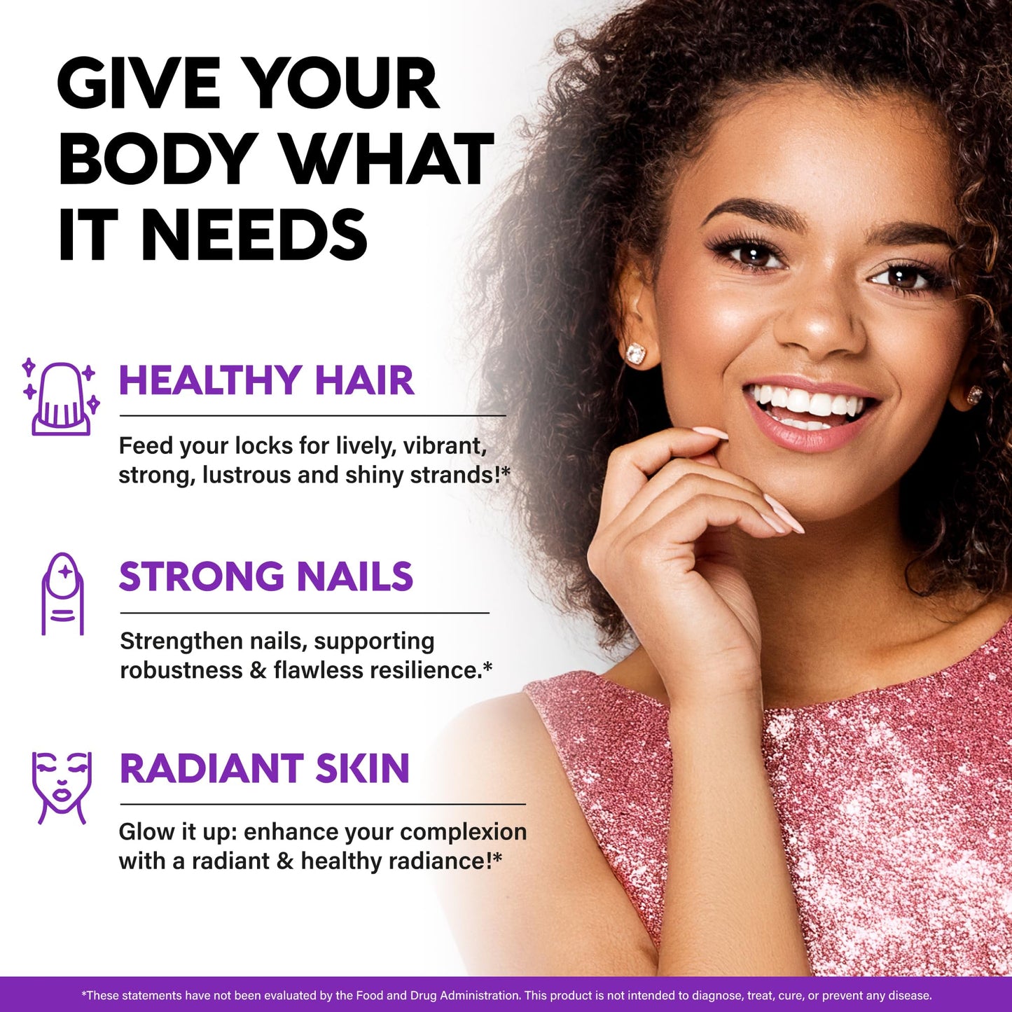 Biotin Gummies with Collagen - Hair Growth Support Skin, & Nail Strength - for Women & Men - Biotin 10000mcg | Keratin | Hyaluronic Acid | B-Complex | Saw Palmetto - Sugar-Free, Mixed Berry - 60 Gummy - Medaid International
