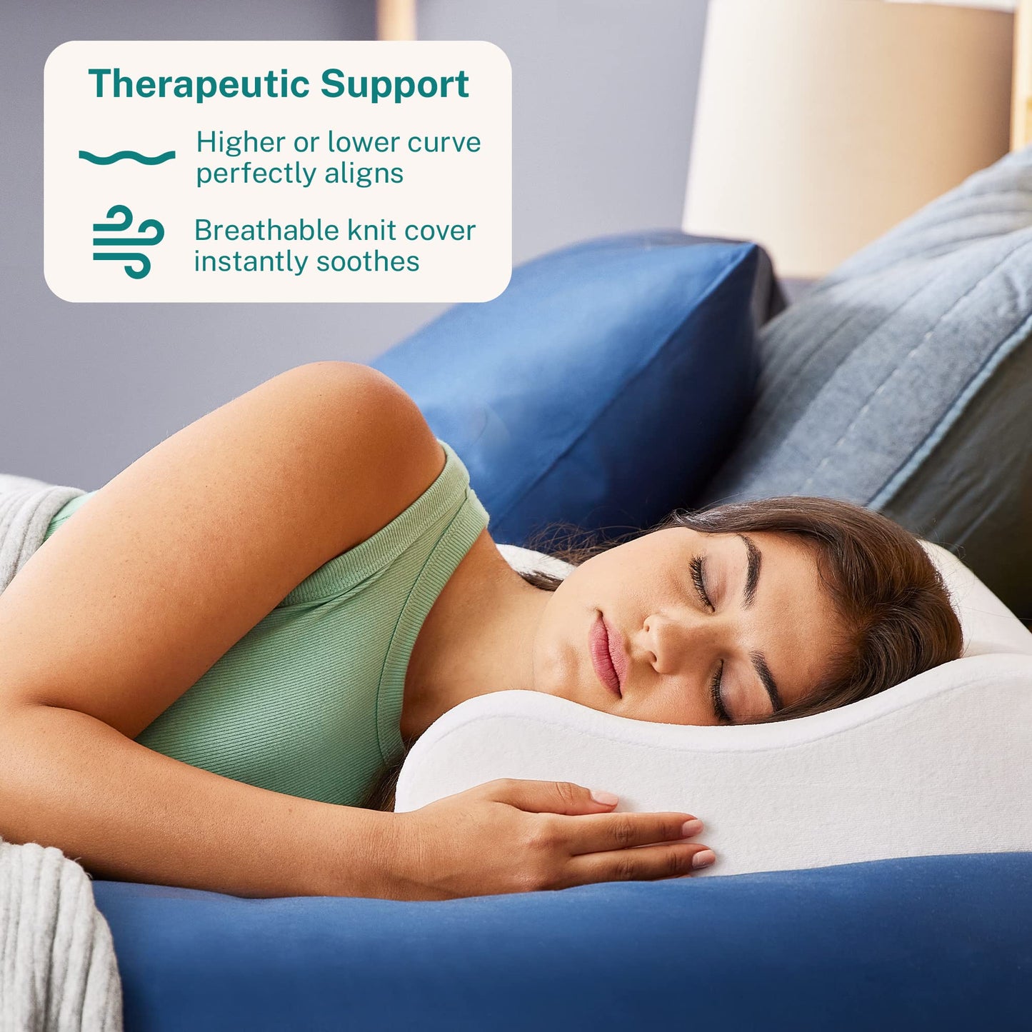 Sleep Innovations Memory Foam Contour Pillow, Standard Size, Head, Neck, and Shoulder Alignment, Side and Back Sleepers, Medium Support - Medaid International