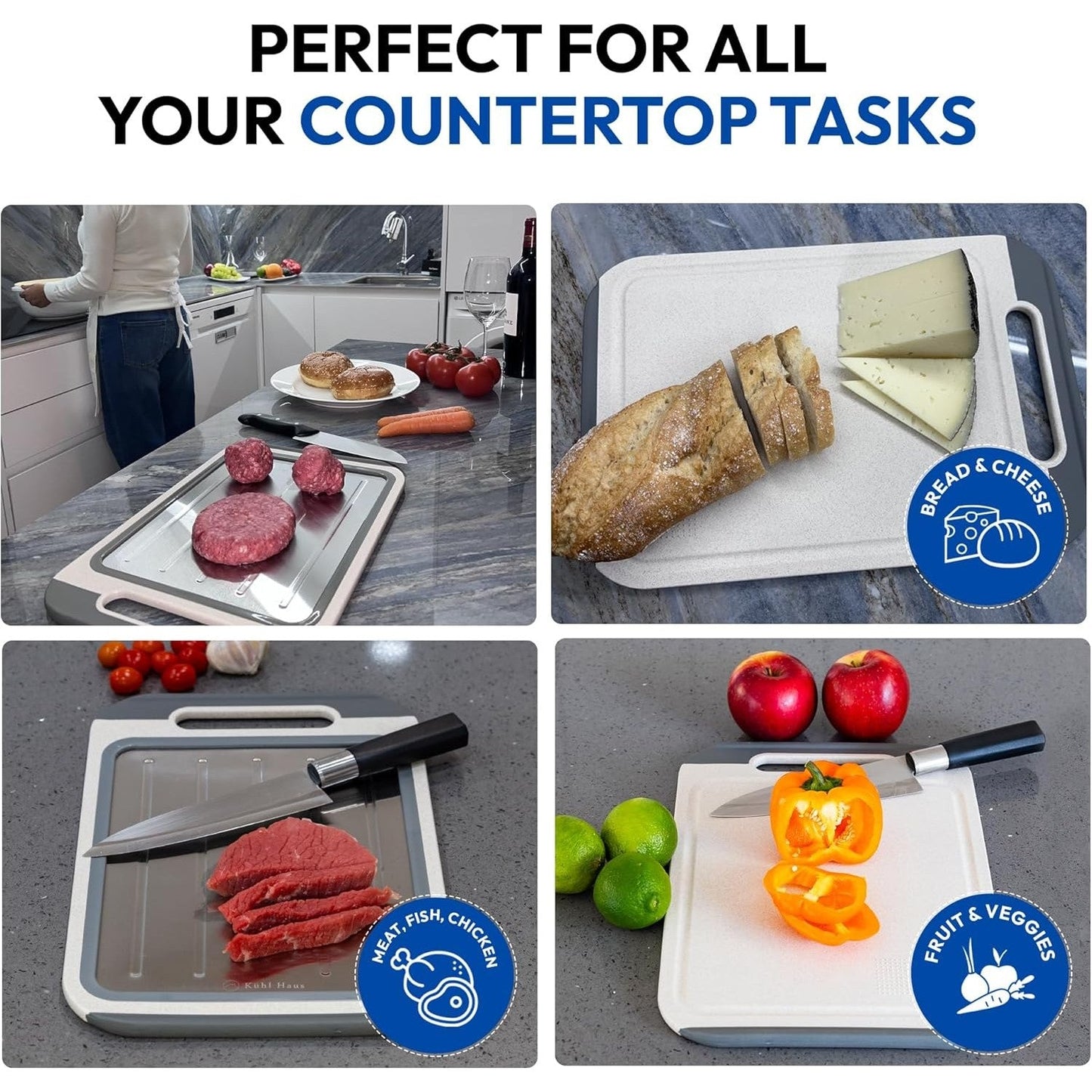 Dual Sided Kitchen Cutting Board