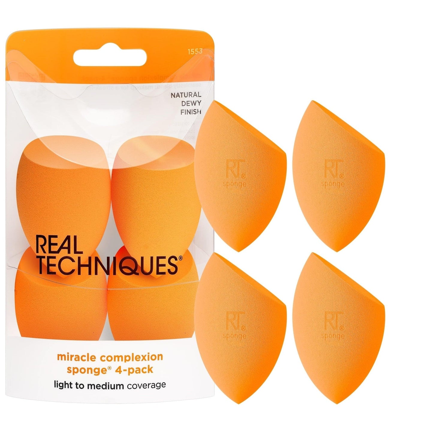 Real Techniques Miracle Complexion Makeup Sponge, 4-Pack Beauty Blender For Liquid & Cream Foundation, Streak-Free Coverage, Latex-Free, Vegan & Cruelty-Free - Medaid International