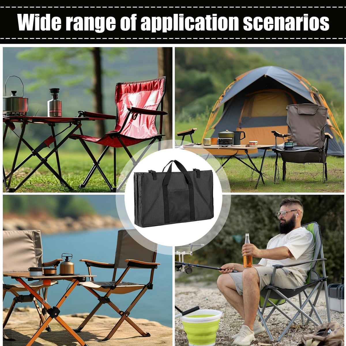TERRIFI Folding Camping Table Carry Bag, Large Capacity Camp Table Storage Case with Handles and Side Pocket, Outdoor Organizer for Travel, Picnic, Hiking, BBQ and Beach