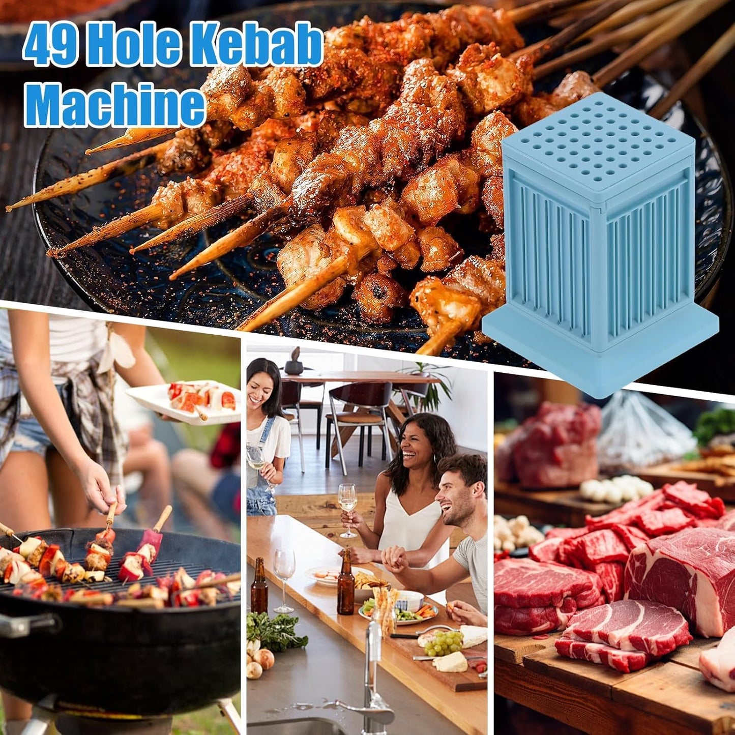 49 Holes Meat Skewers Machine for Kebab Beef Grilling BBQ Cooking Accessories BBQ