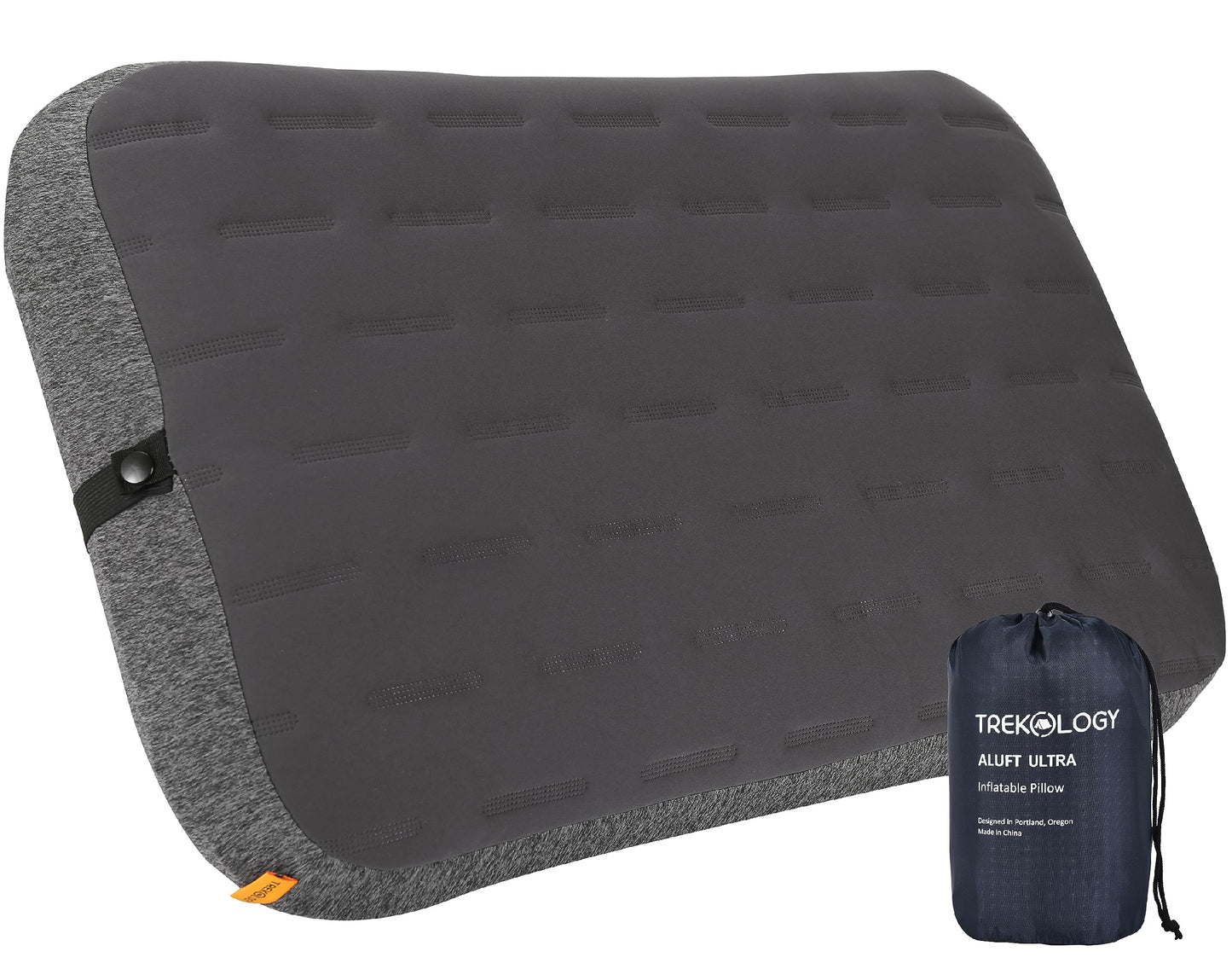 TREKOLOGY Camping Pillow - Large Inflatable (24"x15") for Home-Like Comfort, Portable & Ergonomic, Easy to Clean, Durable & Leak-Proof, Removable Strap for Secure Fit – ALUFT Ultra (Grey) - Medaid International