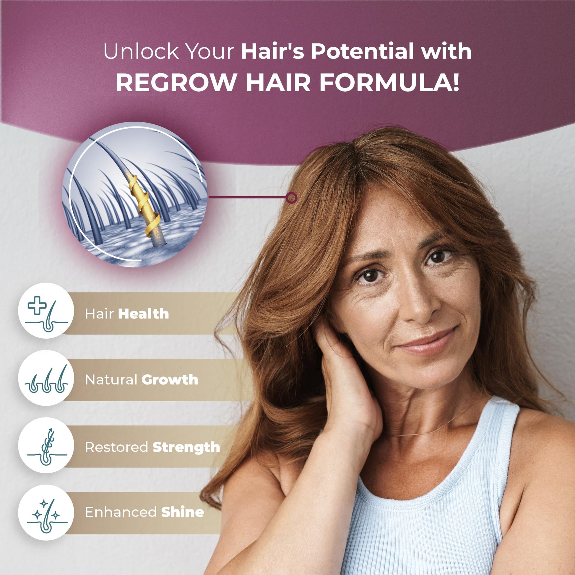 PUREHEALTH RESEARCH ReGrow - Hair Growth Vitamins - with Saw Palmetto, Biotin, Collagen, Zinc, Iron, Iodine, Selenium & More - Hair Supplements for Women & Men - 60 Capsules - Medaid International
