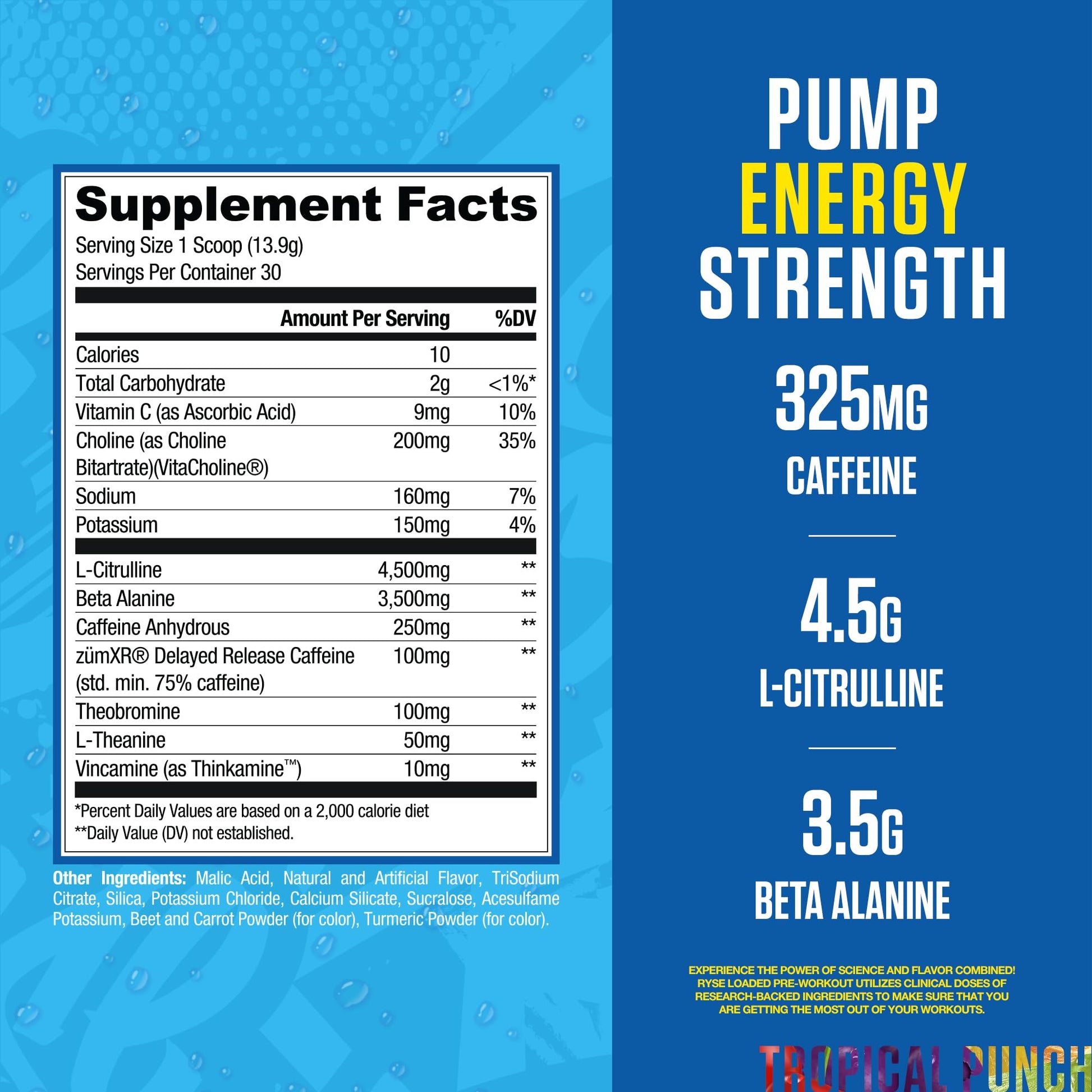 RYSE Loaded Pre Workout Powder - Kool-Aid Tropical Punch - Daily Pre-Workout for Men & Women with 325mg Caffeine, Beta Alanine, and Citrulline for Pump, Focus, and Energy - 30 Servings - Medaid International