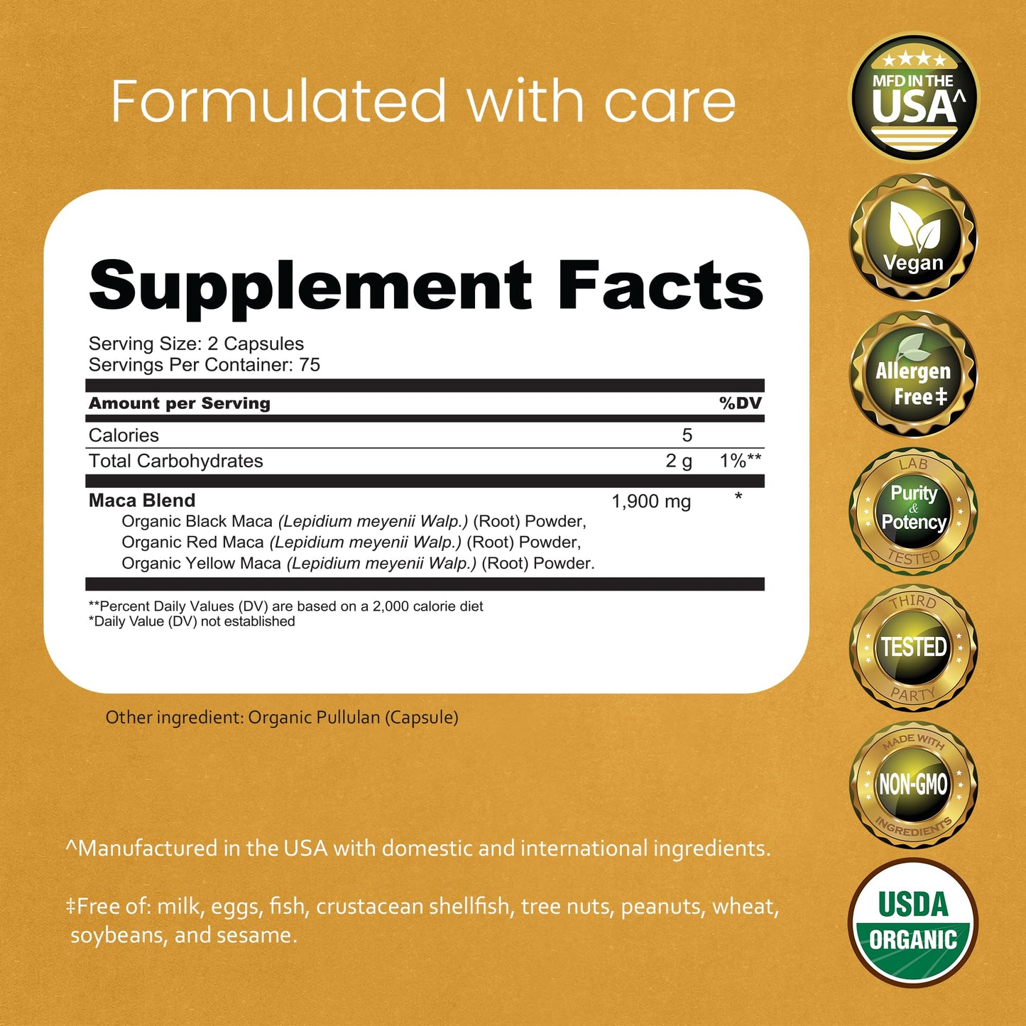 NaturaLife Labs Organic Maca Root – Black, Red & Yellow – 1900 mg per Serving – 150 Capsules – Gelatinized Peruvian Maca – Non-GMO, Gluten-Free, Vegan - Medaid International