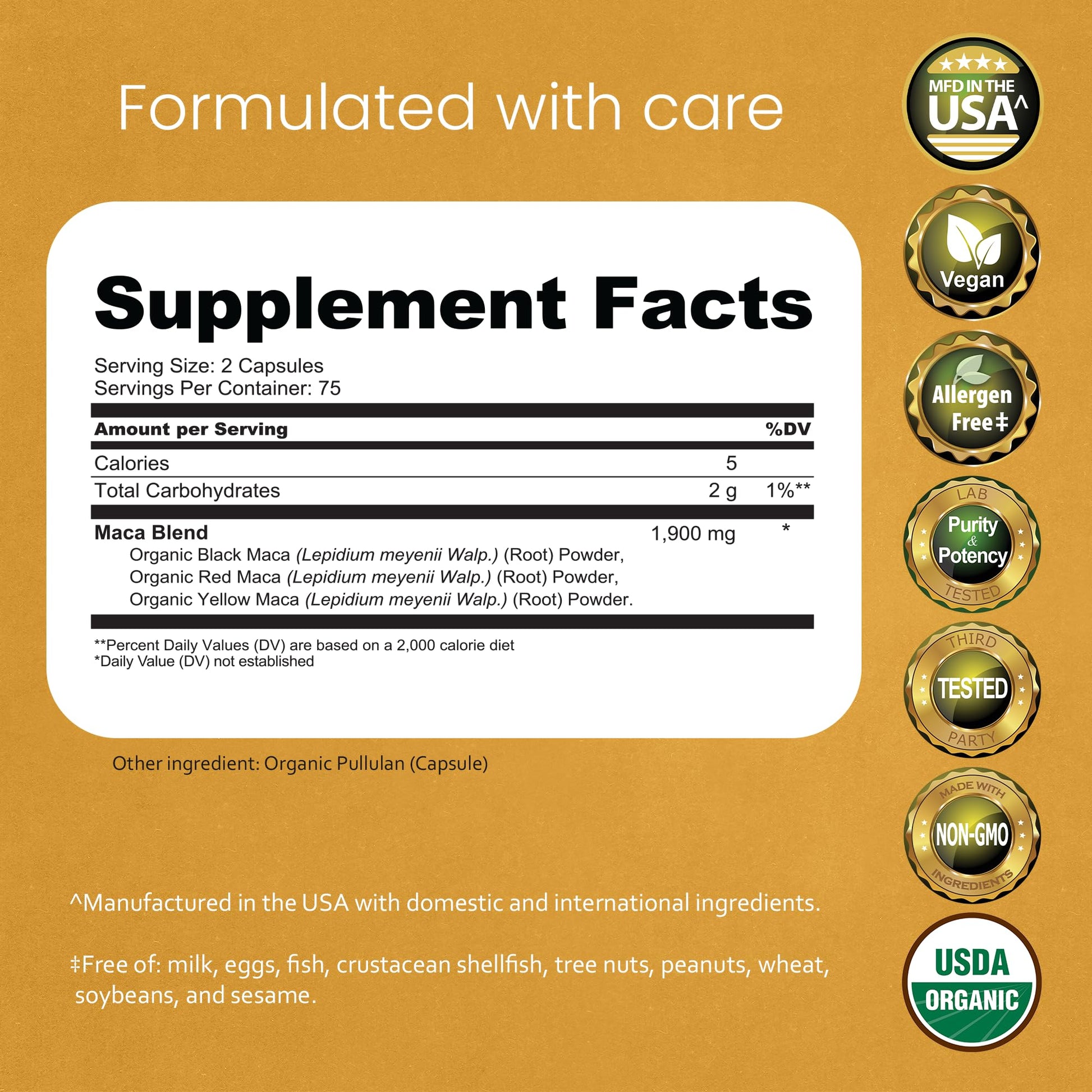 NaturaLife Labs Organic Maca Root – Black, Red & Yellow – 1900 mg per Serving – 150 Capsules – Gelatinized Peruvian Maca – Non-GMO, Gluten-Free, Vegan - Medaid International