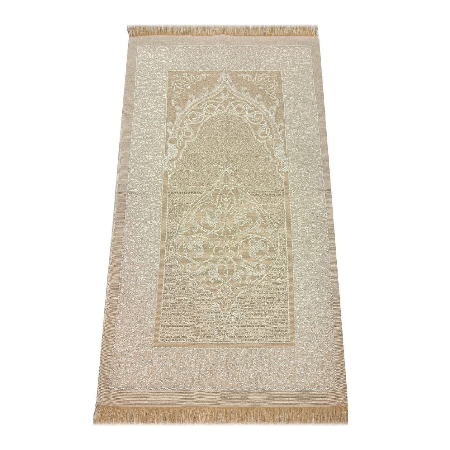 ihvan online Prayer Gift Box for Hajj and Umrah, Muslim Prayer Rug, Islamic Mat, 99 & 33 Pearly Beads Tesbih, Yaseen Book, Miswak, Hijab, Islamic Deluxe Set for Ramadan & Eid Gift, White/Set 1 - Medaid International