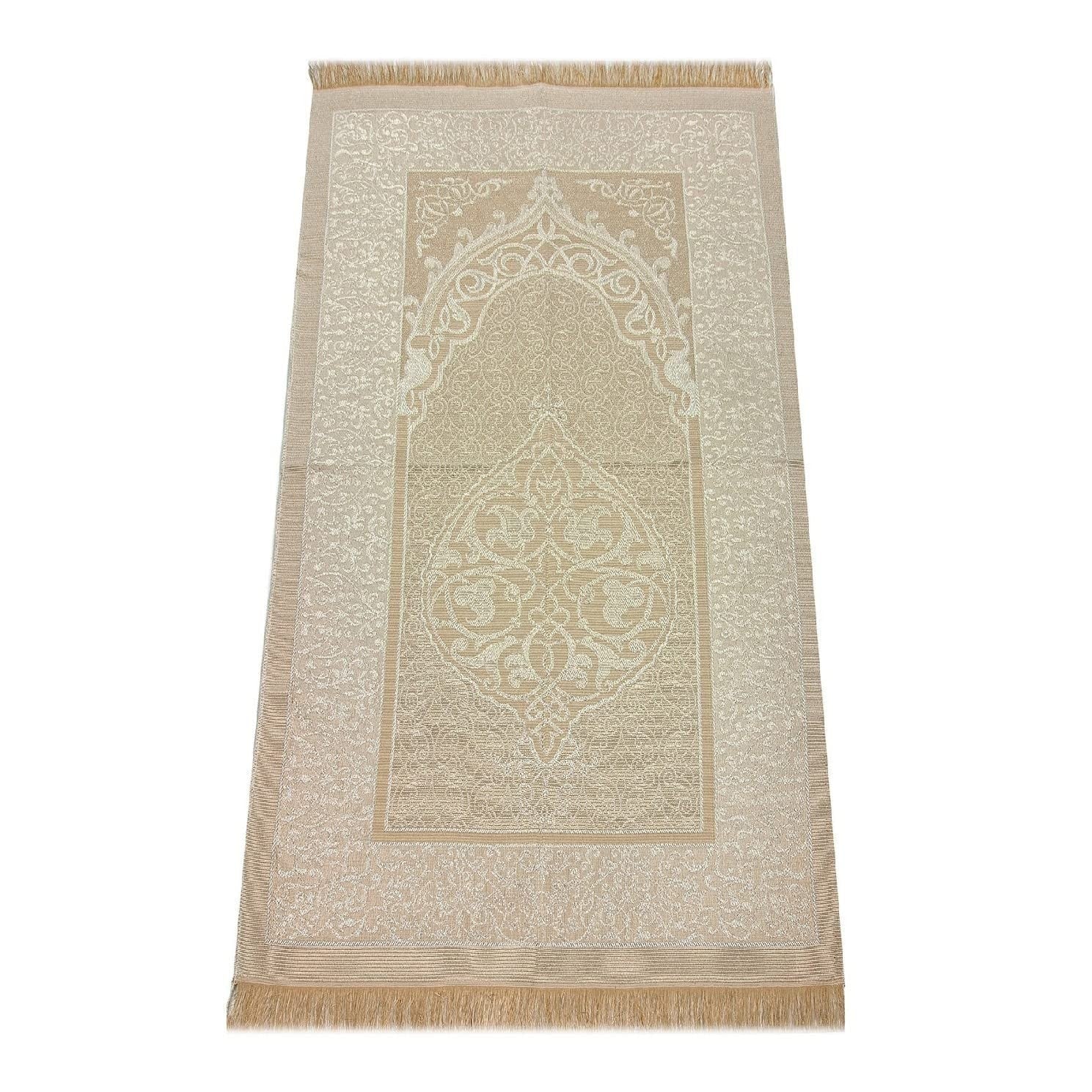 ihvan online Prayer Gift Box for Hajj and Umrah, Muslim Prayer Rug, Islamic Mat, 99 & 33 Pearly Beads Tesbih, Yaseen Book, Miswak, Hijab, Islamic Deluxe Set for Ramadan & Eid Gift, White/Set 1 - Medaid International