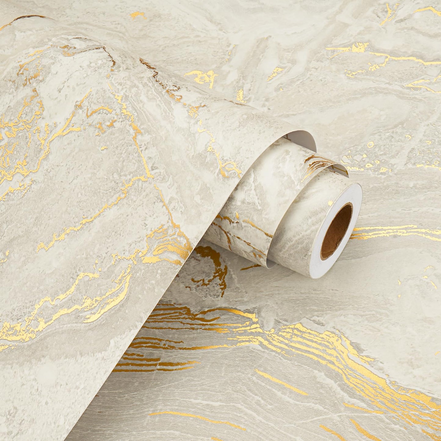 WESTICK Matte Beige/Gold Marble Conatct Paper for Countertops Waterproof Granite Contact Paper Self Adhesive Removable Golden Marble Peel and Stick Wallpaper for Tables Counter Cabinets 15.8" x 80" - Medaid International