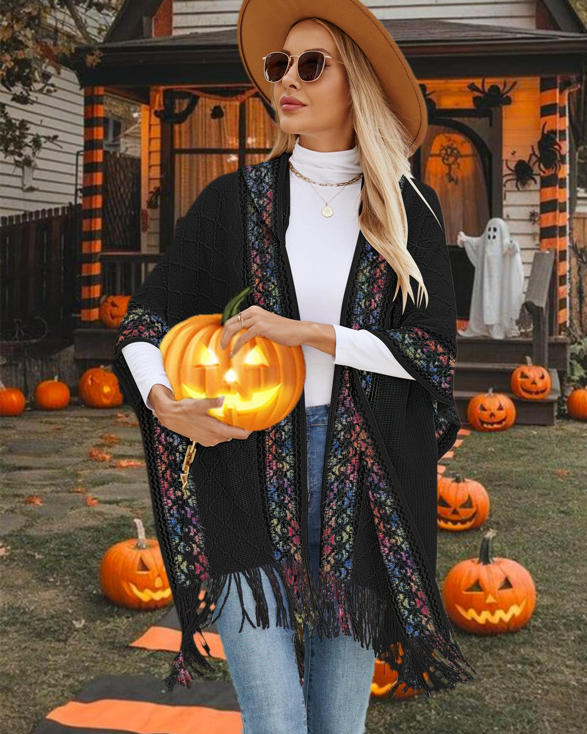 KASTWAVE Knit Shawl Wraps for Women, Wraps Oversized Winter Scarf, Warm Poncho Sweater, Tassels Open Front capes, Warm Wearable Blanket Long Cardigans Sweater Coats Birthday Gifts for Ladies