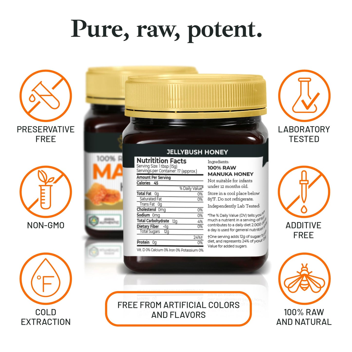 Good Natured Manuka Honey (MGO 850+) - High Grade Raw Manuka Honey Medical Grade, Non-GMO, Lab-Tested & AMHA Certified, BPA-free, 8.8 oz - Medaid International