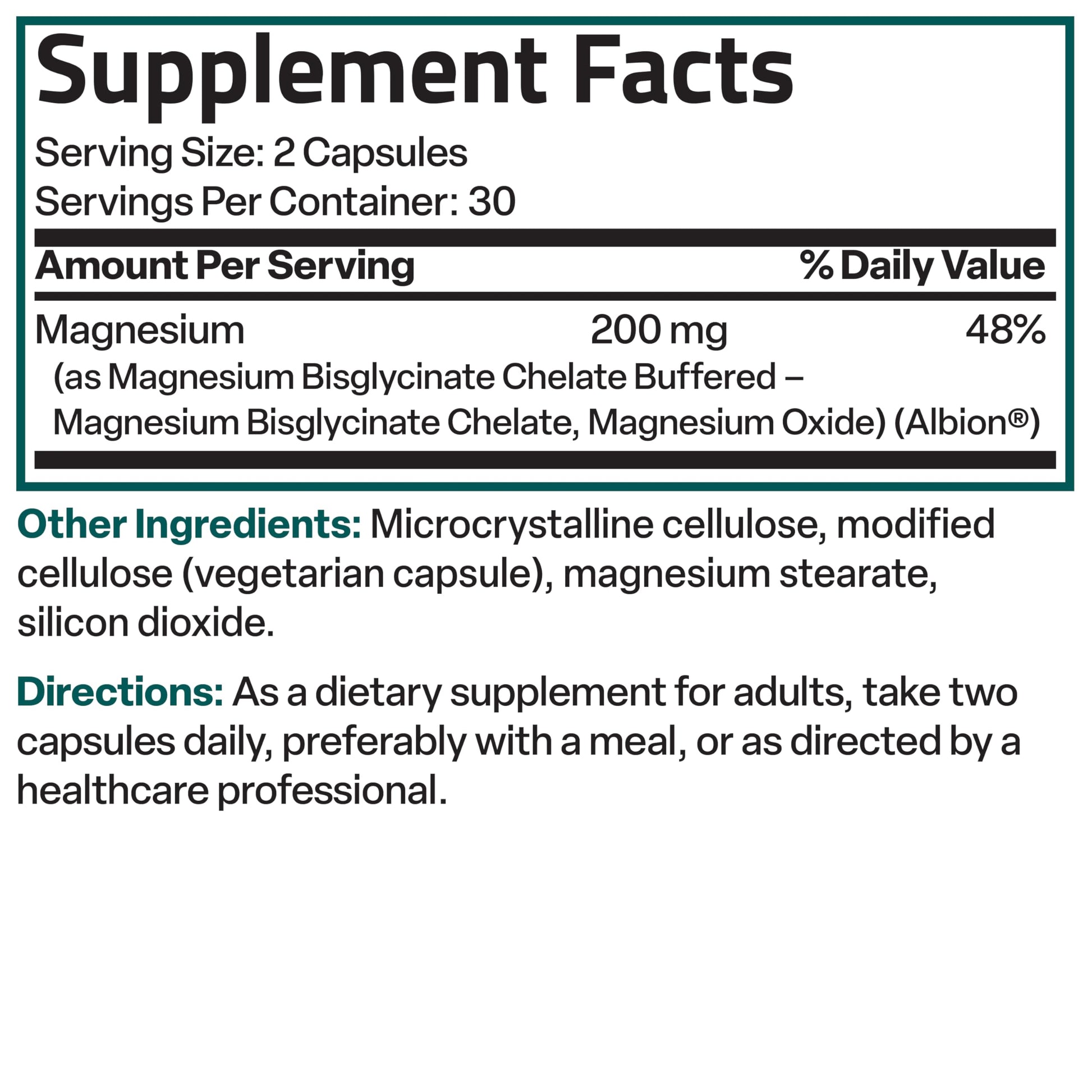 Bronson Magnesium Glycinate 200 MG per Serving Chelated for High Absorption, Gentle On Stomach, Non-GMO, 60 Vegetarian Capsules - Medaid International