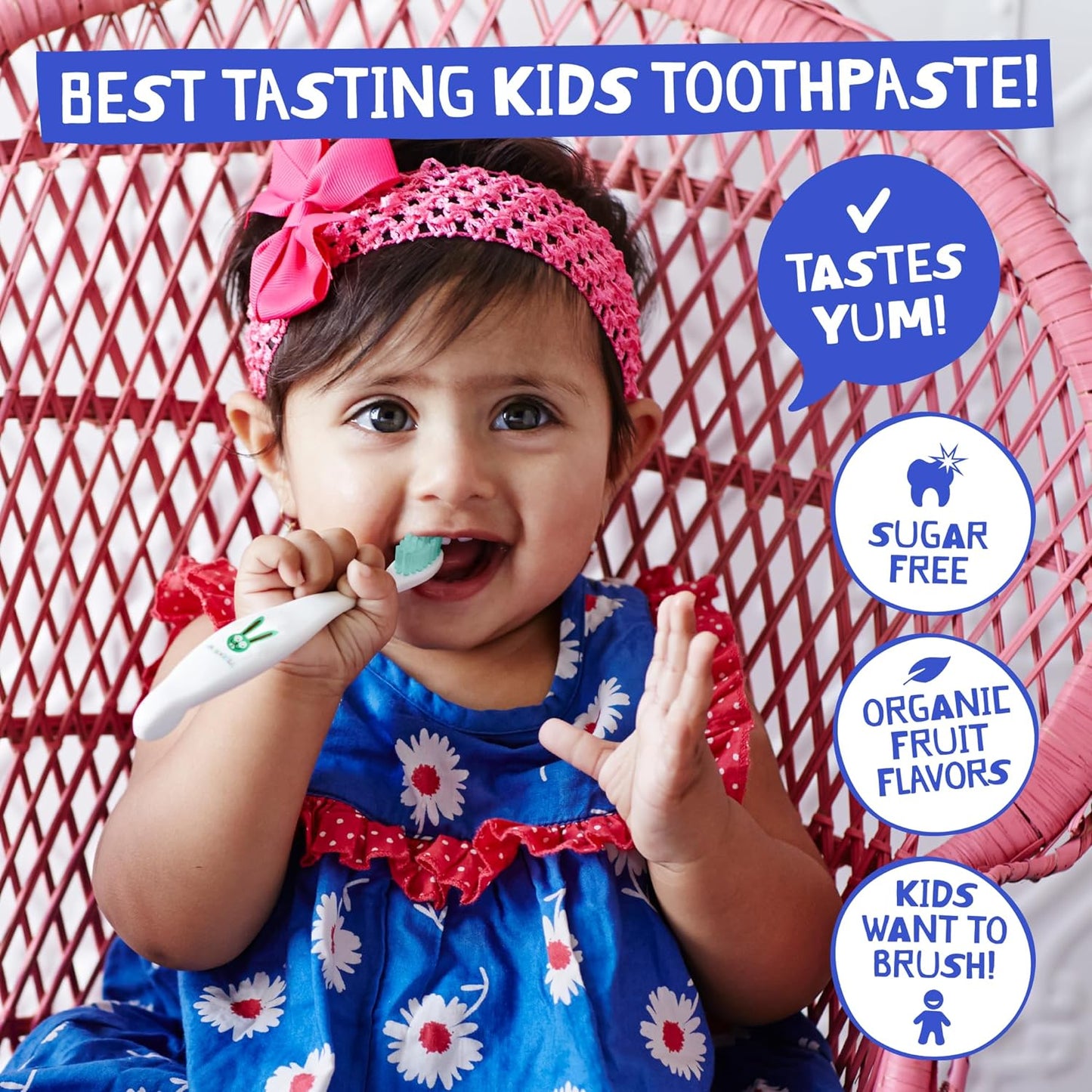 Jack N' Jill Natural Toddler Toothpaste for Baby, Kids and Infants 6 Months & Up, Fluoride Free Training Toothpaste for Toddlers 1-3, 40% Xylitol, BPA Free - Bubblegum, 1.76 oz (Pack of 1) - Medaid International