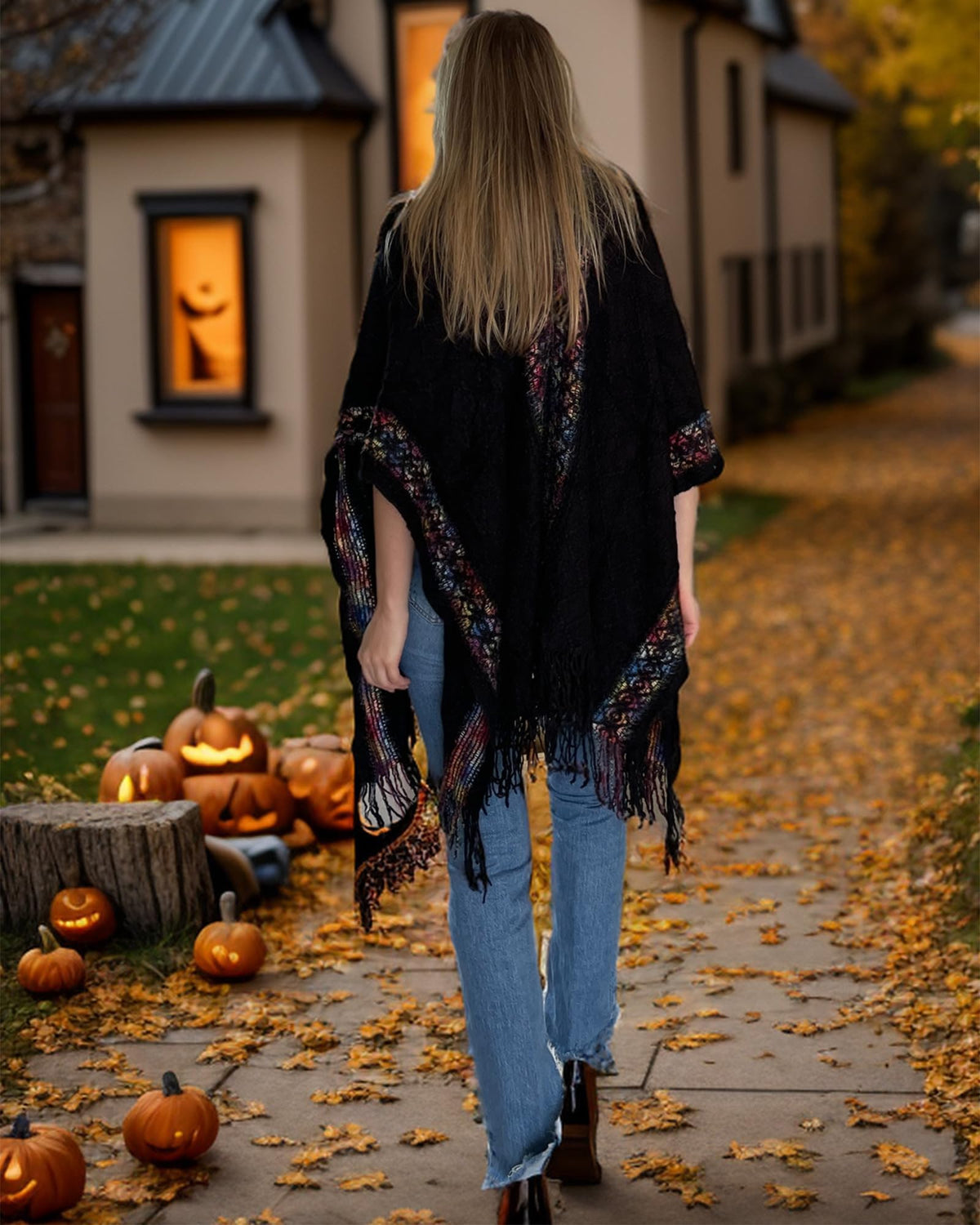 KASTWAVE Knit Shawl Wraps for Women, Wraps Oversized Winter Scarf, Warm Poncho Sweater, Tassels Open Front capes, Warm Wearable Blanket Long Cardigans Sweater Coats Birthday Gifts for Ladies