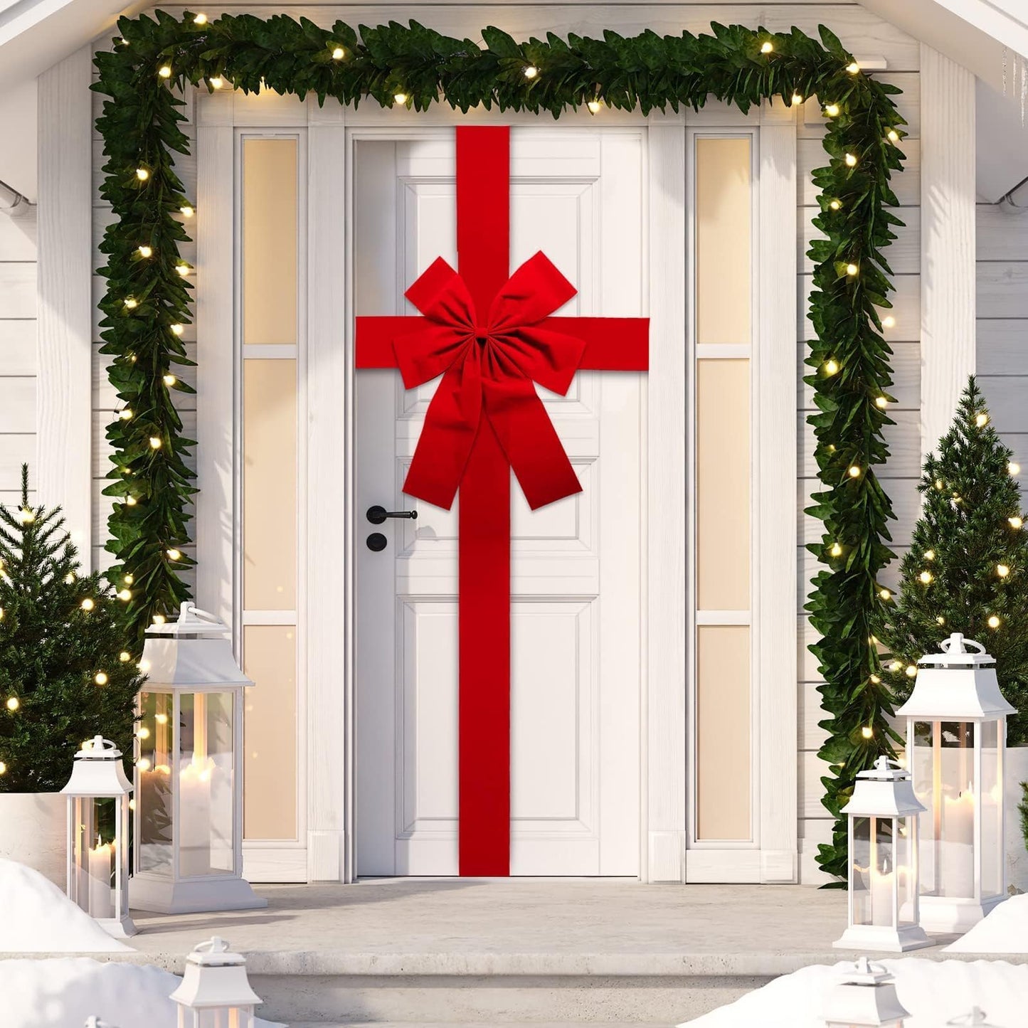 gisgfim Christmas Cabinet Door Ribbon Big Red Bow Large Door Lace Christmas Tree Bow Xmas Holiday Decorations Christmas Front Door Party Supplies - Medaid International