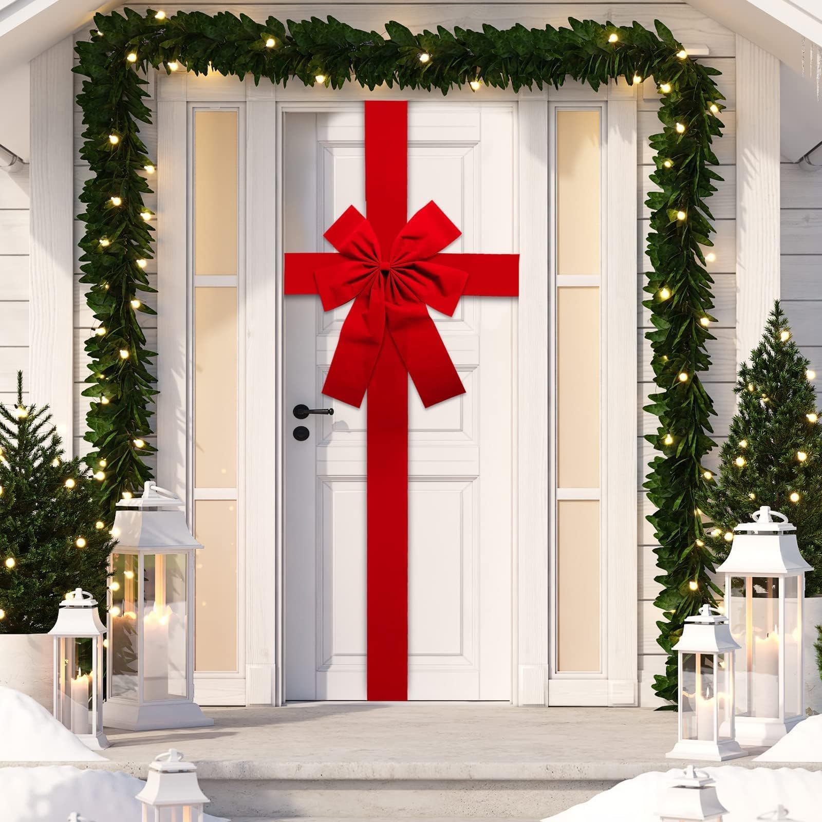 gisgfim Christmas Cabinet Door Ribbon Big Red Bow Large Door Lace Christmas Tree Bow Xmas Holiday Decorations Christmas Front Door Party Supplies - Medaid International