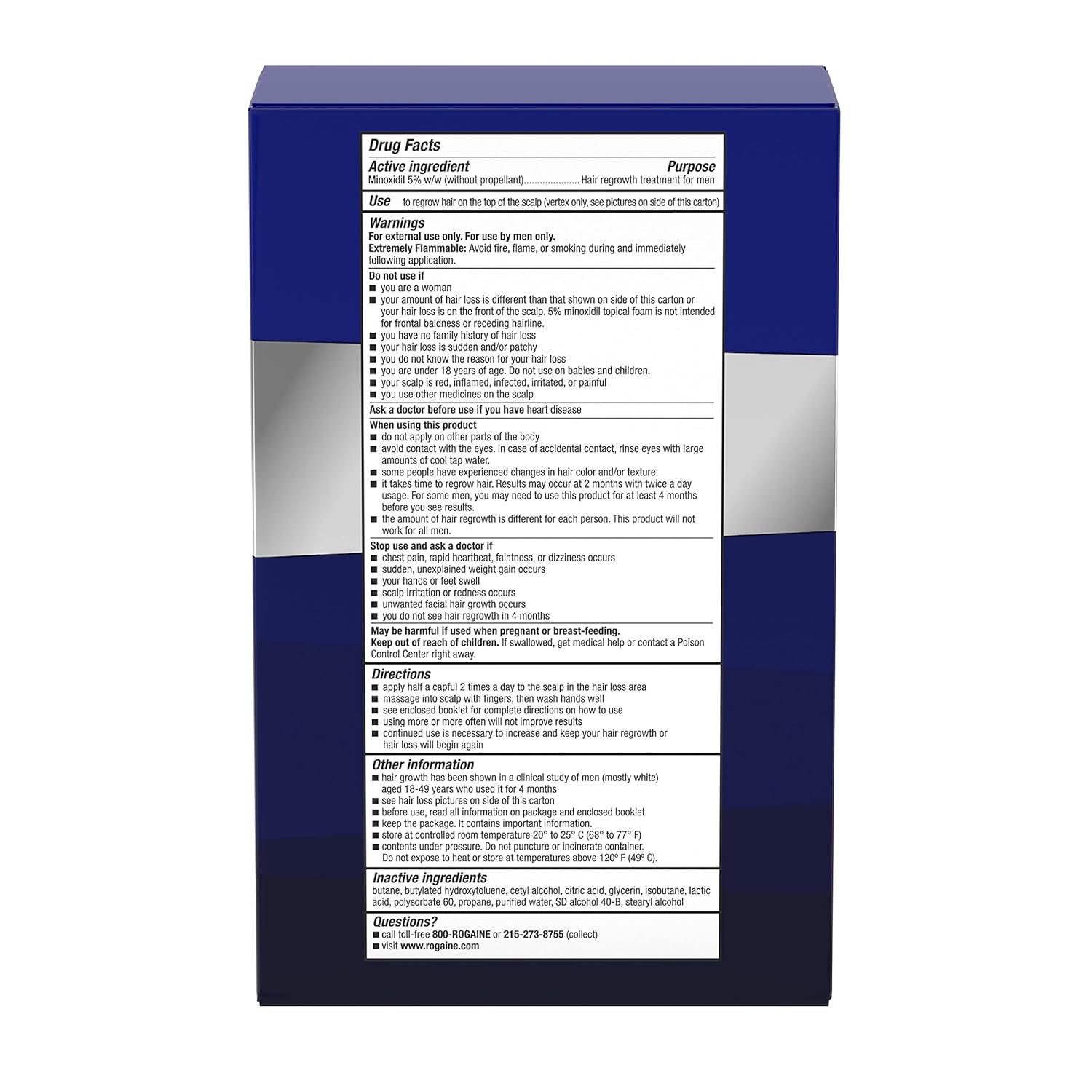 Men’s Rogaine 5% Minoxidil for Men Foam, Clinically Proven Regrowth for Thinning Hair, Topical Hair Loss Treatment, Unscented Topical Aerosol, Results in 8–16 Weeks, 3-Month Supply, 3 x 2.11 oz - Medaid International