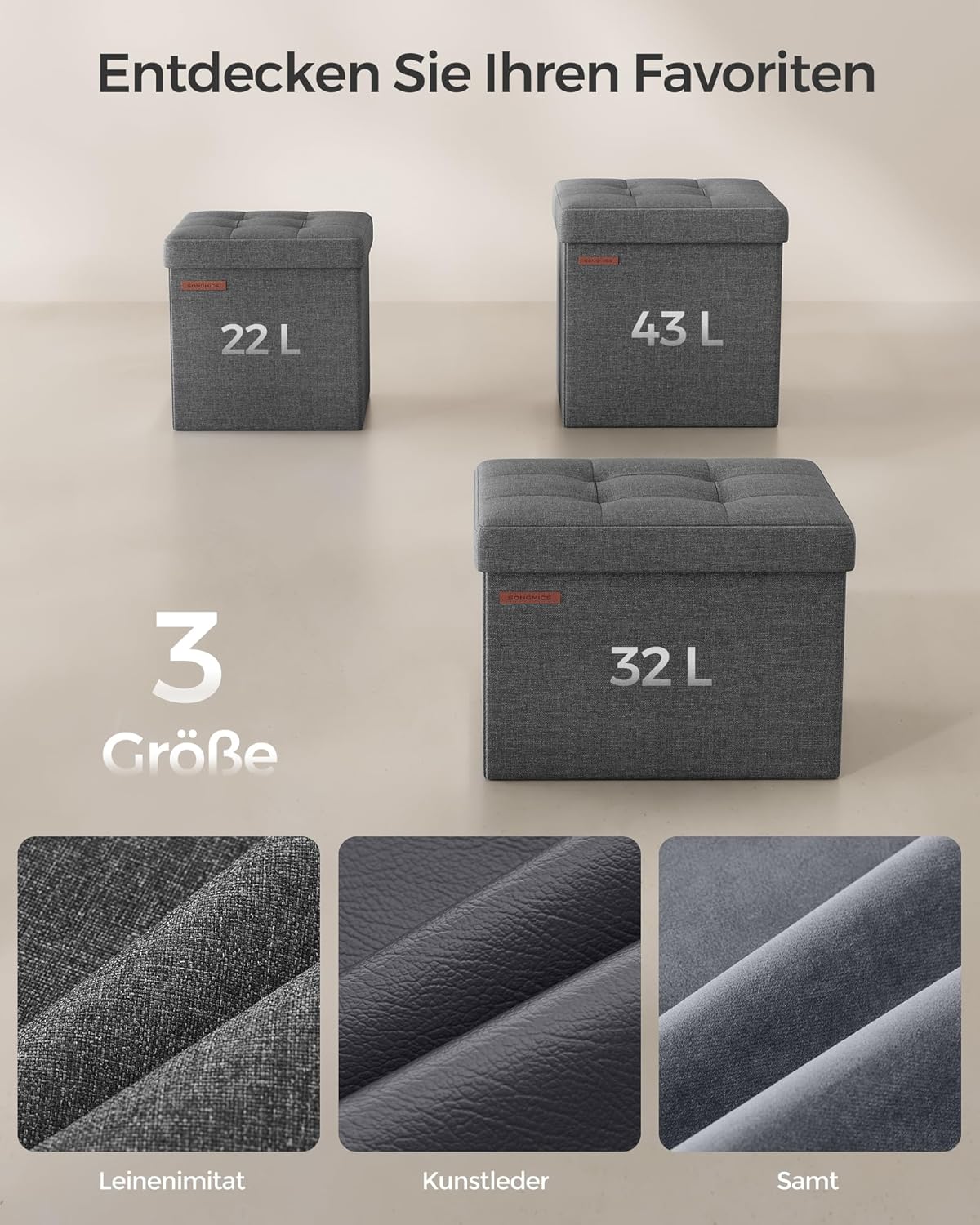 SONGMICS Stool with Storage Space LSF028G22