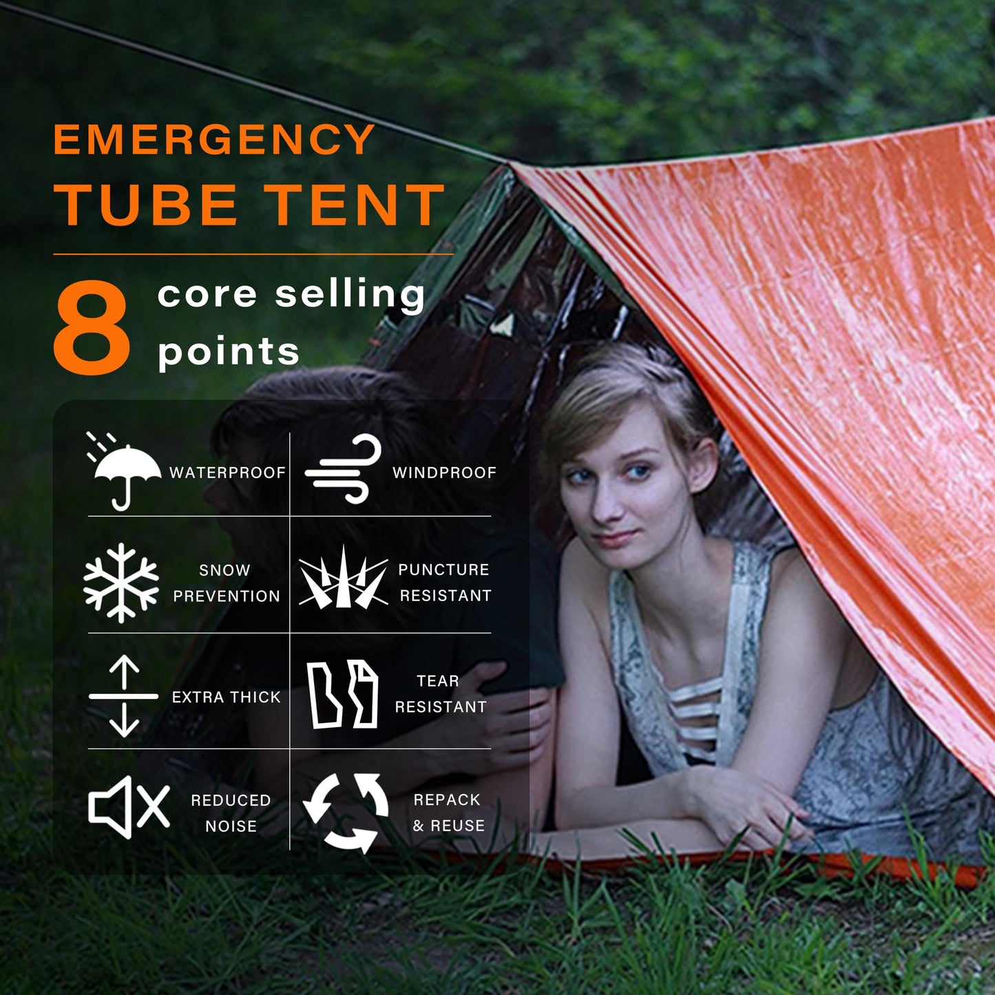 SunHalo Gear Emergency Survival Tent Shelter, 1 or 2 Person Emergency Tent with Emergency Whistle Emergency Shelter,Life Tube Tent for Camping,Hiking, Backpacking
