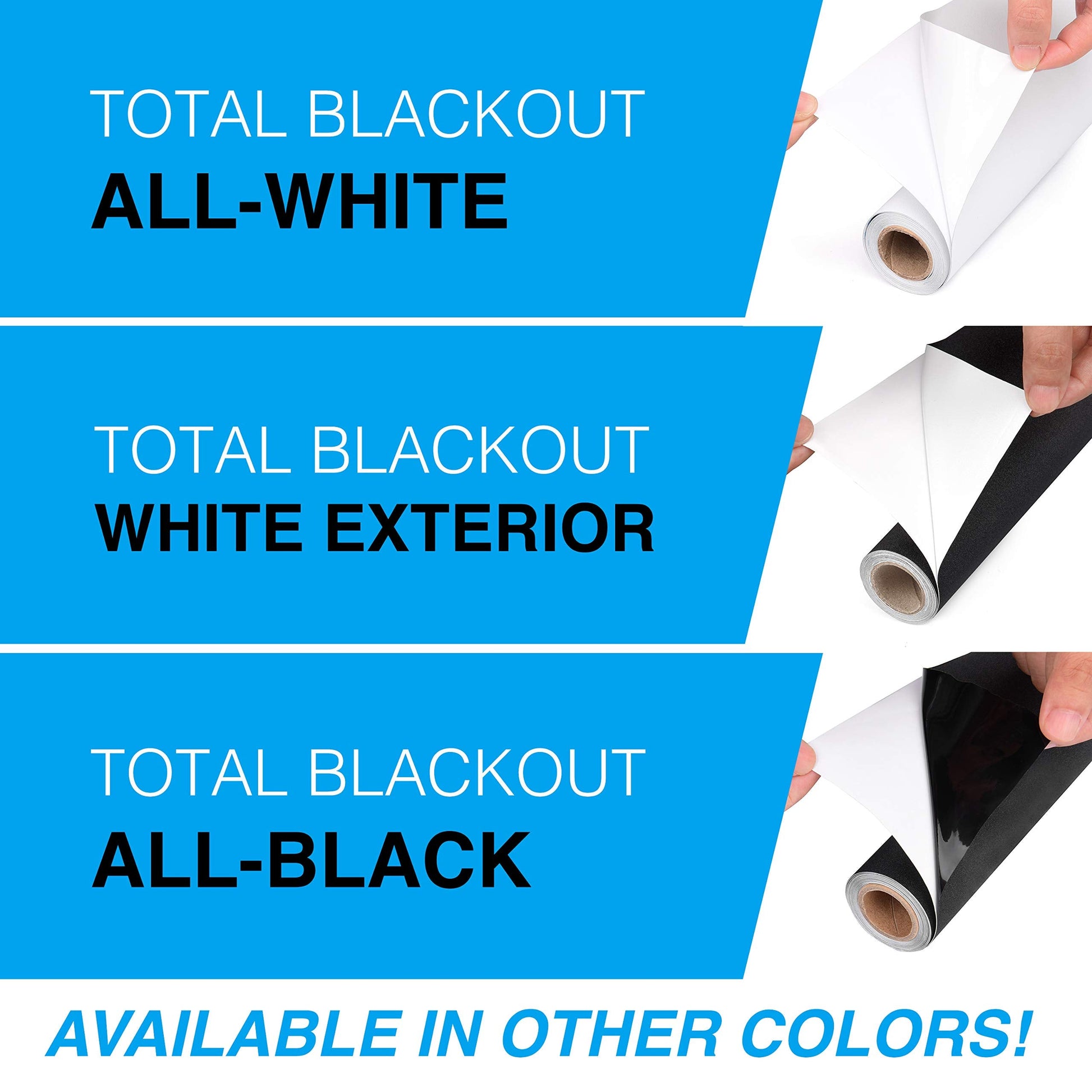 Total Blackout Window Film: 100% Light Blocking Film with White Sides - Heat Resistant, Room Darkening, Static Cling Film for Privacy & Day Sleep - No Residue, Stops UV, Easy Removal (36 x 144 in.) - Medaid International