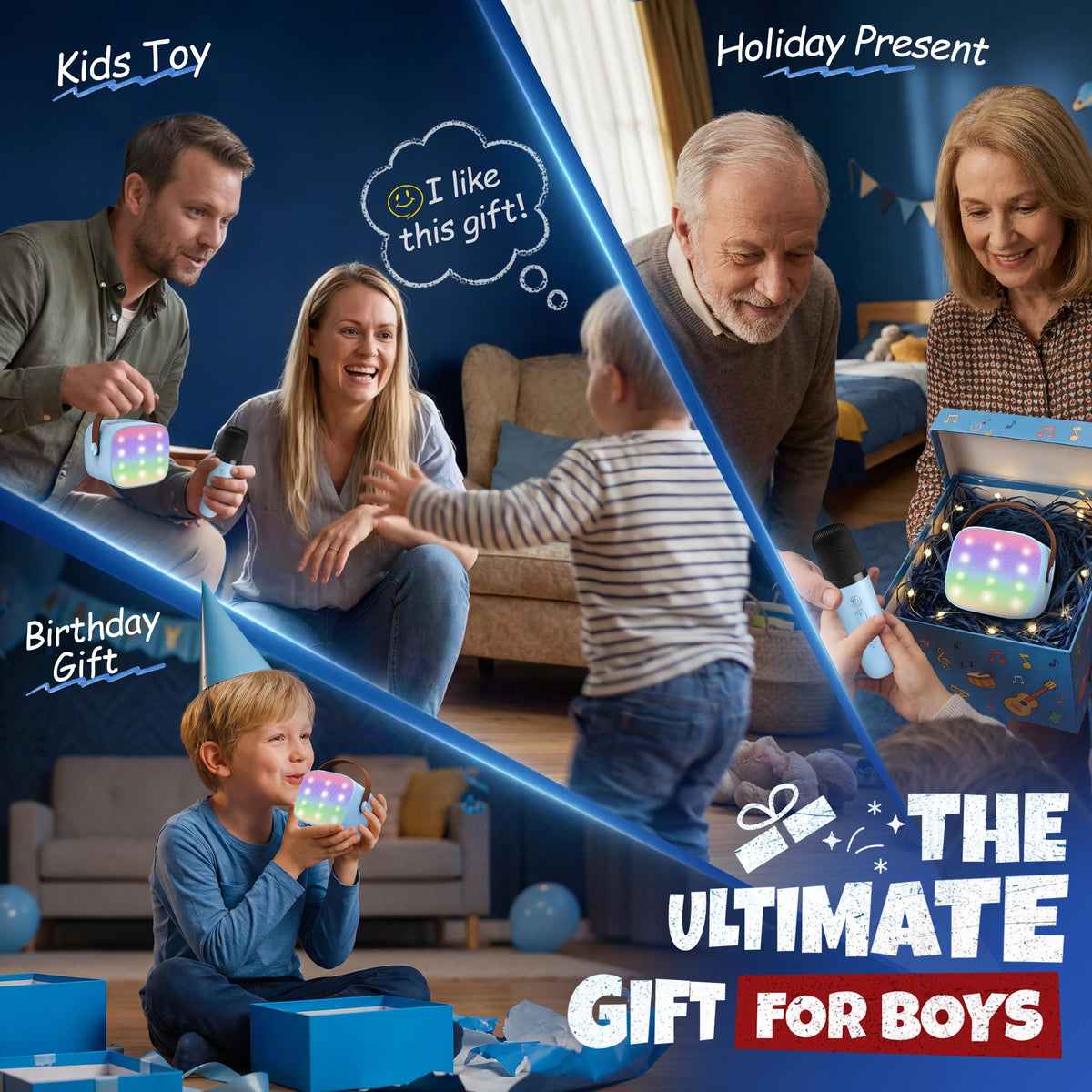 Karaoke Machine for Kids, Portable Bluetooth Speaker with 2 Wireless Microphones,18 Pre-Loaded Songs, Birthday for 3 4 5 6 7 8 + Year Old Boys Toys - MULTICOLOR