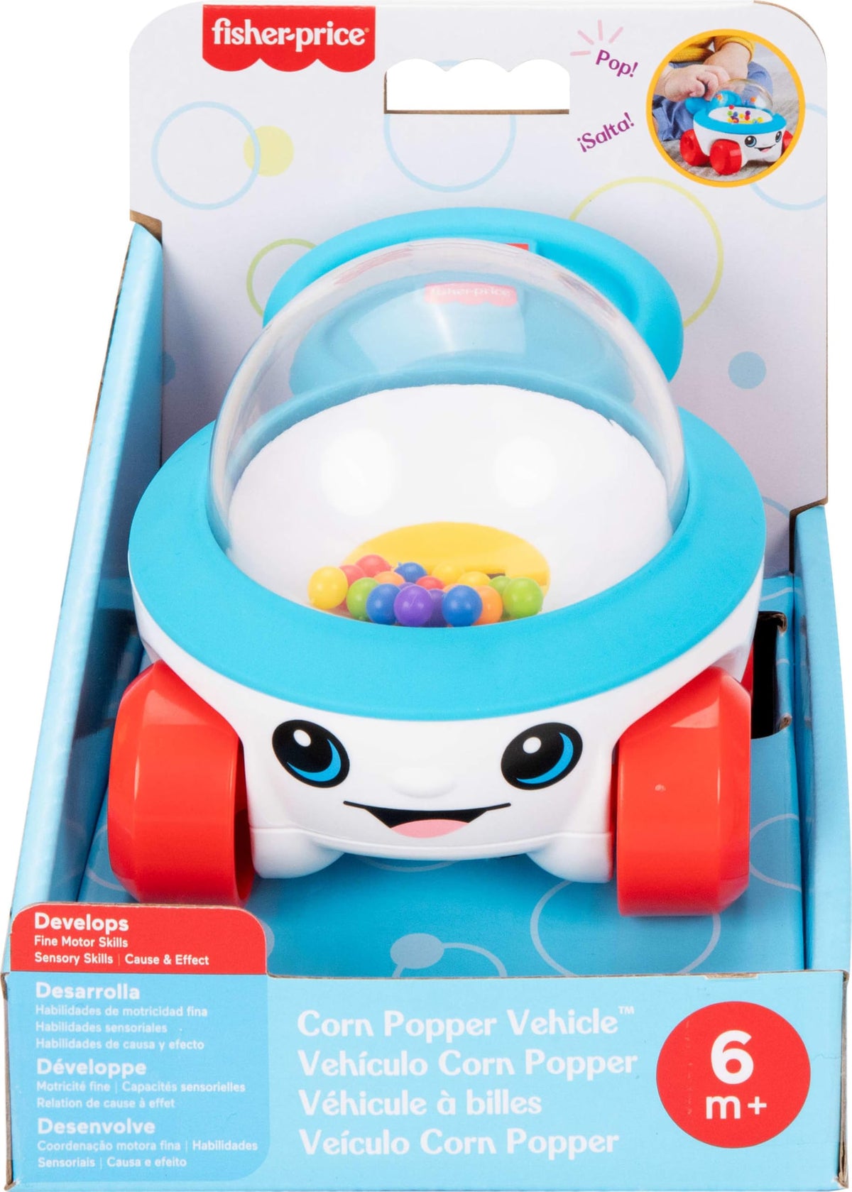 Fisher-Price Baby Toy Corn Popper Push-Along Vehicle with Sounds for Crawling Developmental Play Infants Ages 6+ Months