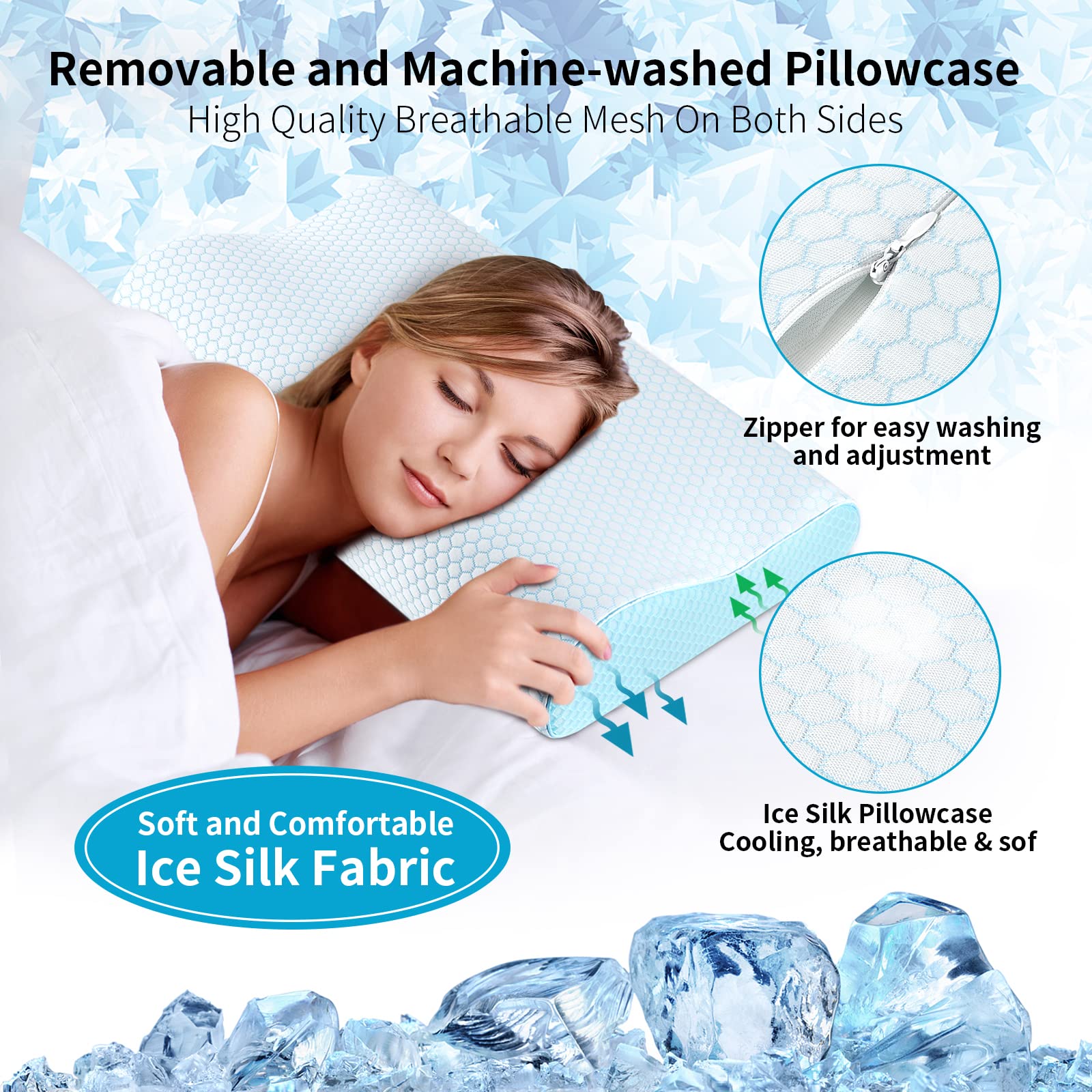 Memory Foam Pillows Neck Pillow Bed Pillow for Sleeping Ergonomic Cervical Pillow Orthopedic Contour Pillow for Side Back Stomach Sleeper - Medaid International