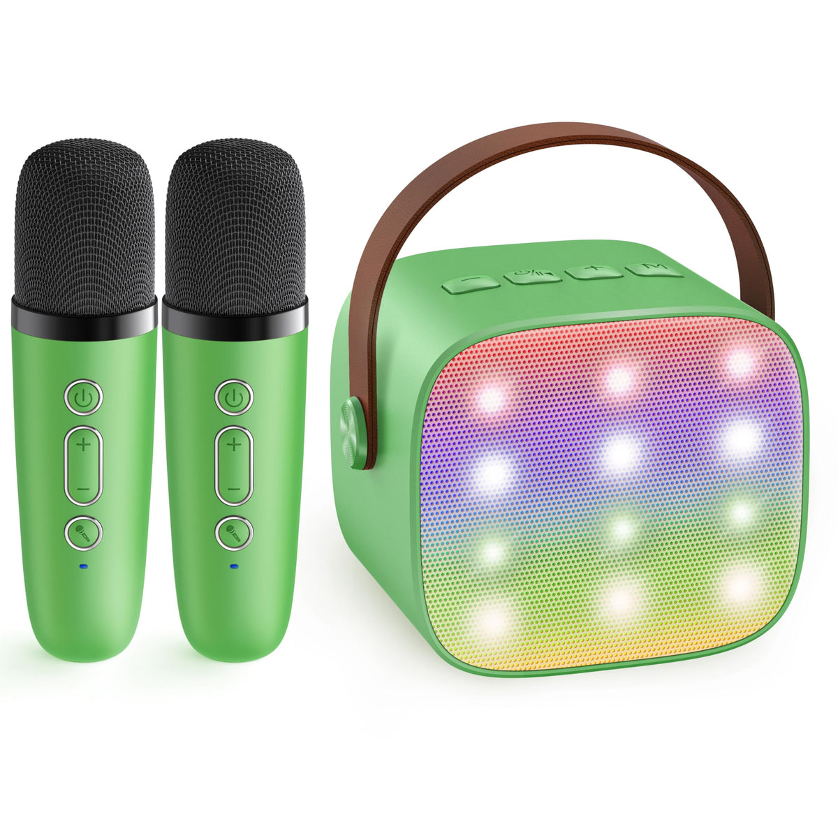 Karaoke Machine for Kids, Portable Bluetooth Speaker with 2 Wireless Microphones,18 Pre-Loaded Songs, Birthday for 3 4 5 6 7 8 + Year Old Boys Toys - MULTICOLOR