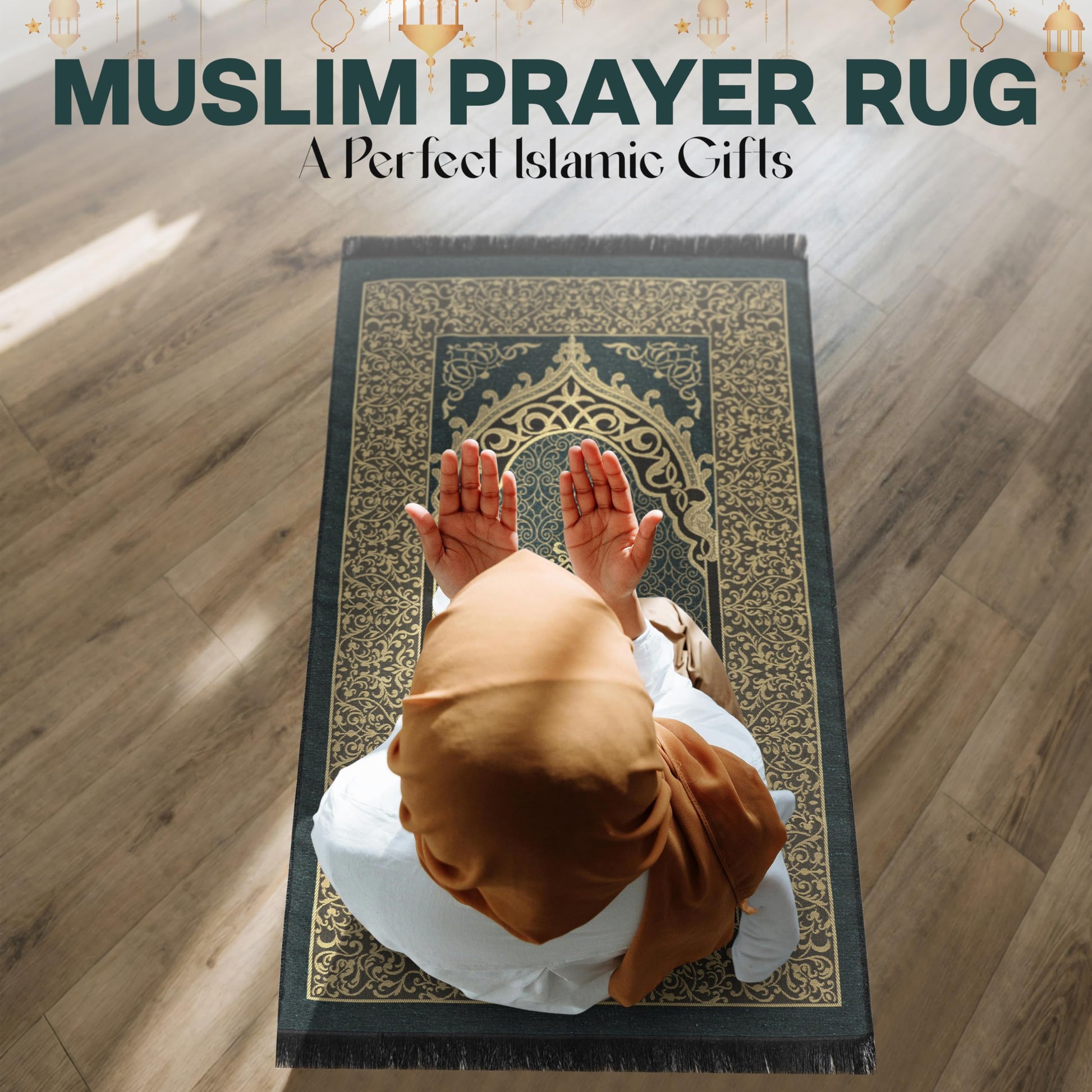 SUMELA Muslim Prayer Rug with Islam Prayer Beads - Travel Prayer Mat, Islamic Gifts for Women, Portable Prayer Matt Islam, Islamic Prayer Rug Islam Men Women, Praying Mat for Muslim Gifts, Green - Medaid International