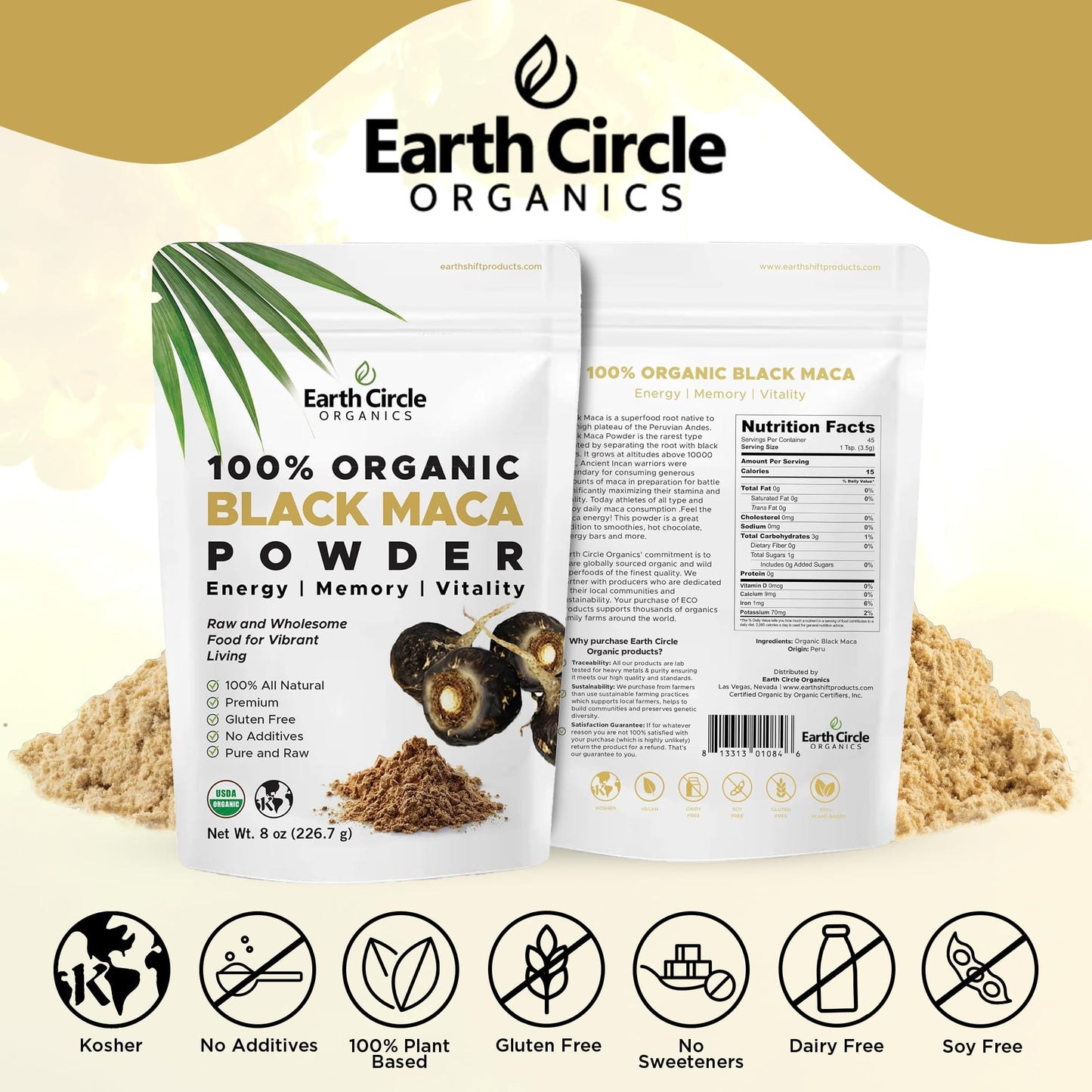 Organic Black Maca Peruvian Root Powder | Black Maca Root for Men | Natural Supplement | Essential Vitamins, Minerals & Fatty Acids Improved Energy | Immune Support (8oz, Pack of 1) - Medaid International