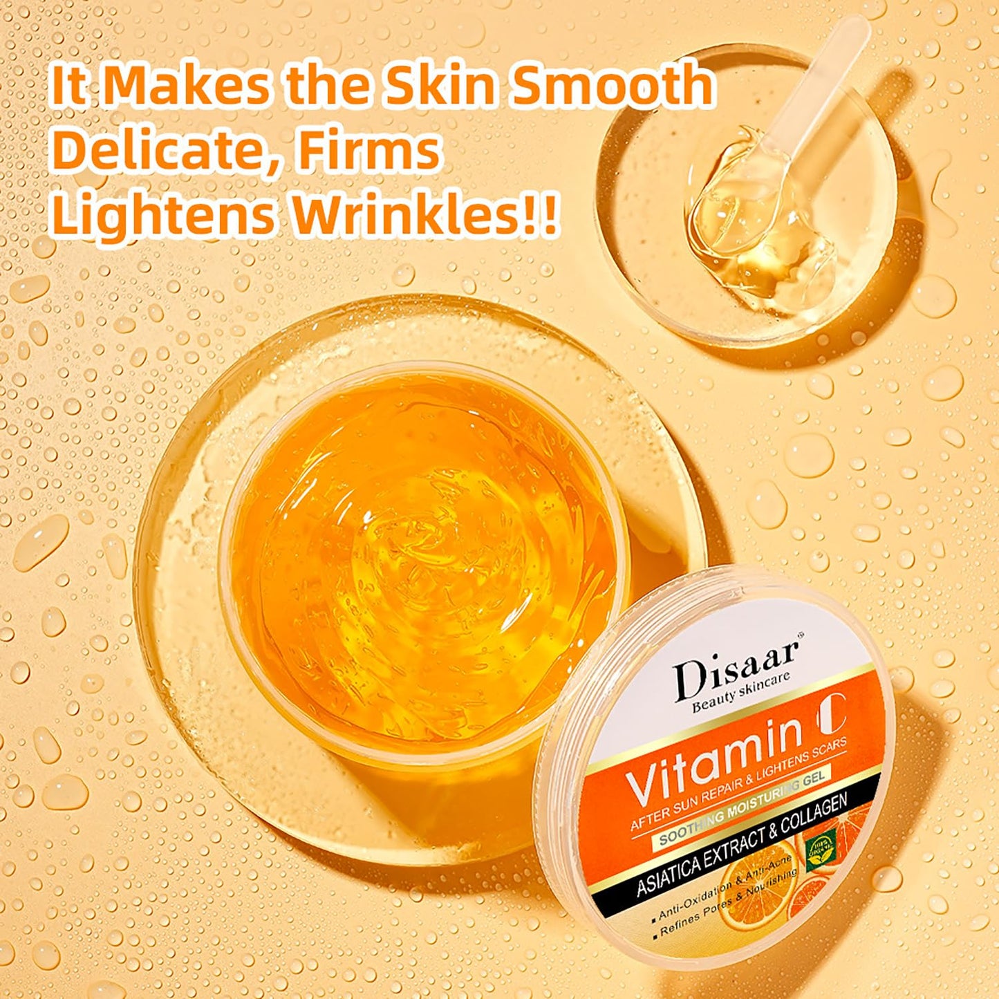(NET) Disaar Collagen Moisturizing Gel with Vitamin C, Orance Extract After Sun Repair, Smoothing, Pore Refining, Anti-Oxidation