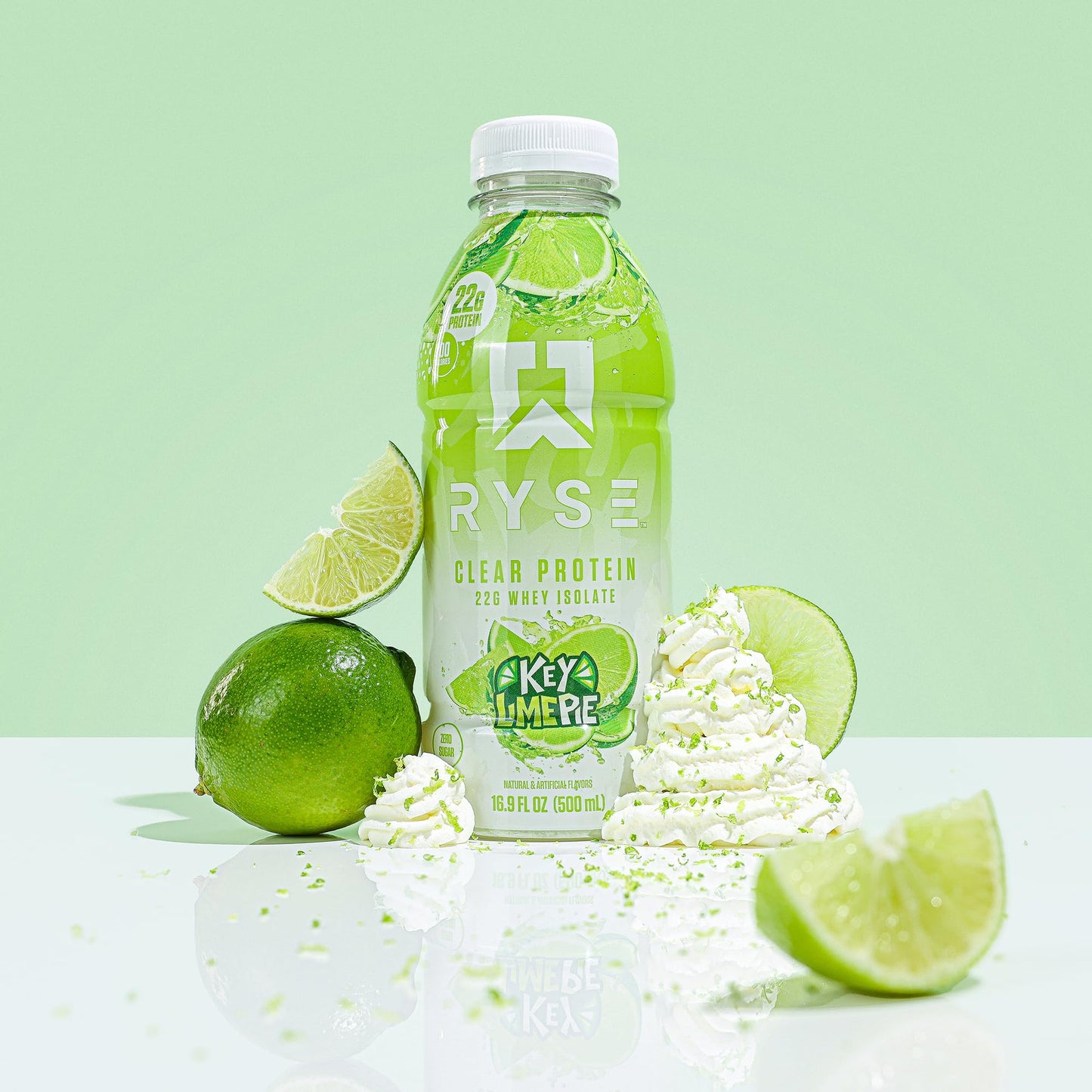 RYSE Clear Protein Drink - Key Lime Pie - 100 Calories, 22g Whey Isolate Protein Shake, Sugar-Free, 0g Fat & Lactose-Free - Refreshing Ready-to-Drink Beverage - 16.9 fl oz Bottles (12-Pack) - Medaid International