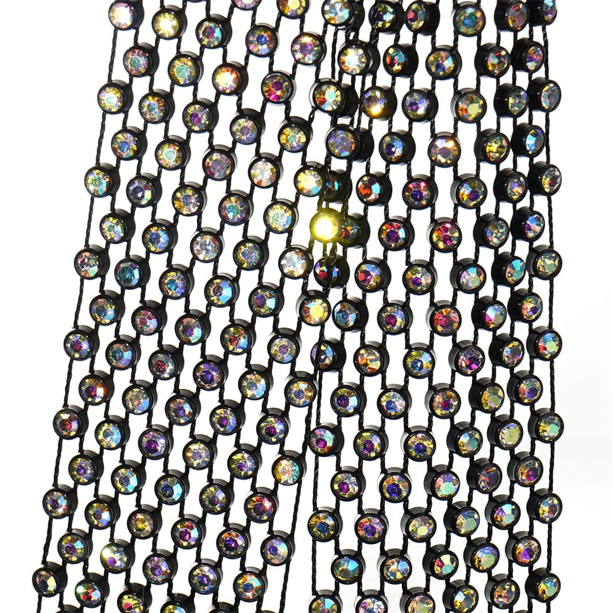 TERRIFI Rhinestone Neck Tie, Glittering Sparkle Long Thin Women's Scarf Necktie, Neckerchief Collar Decor