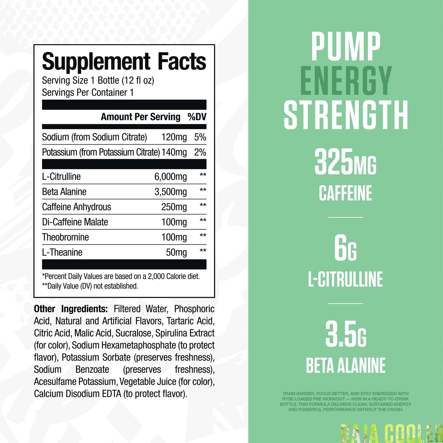 RYSE Loaded Pre Workout Drink - Baja Cooler - Sugar-Free, Ready to Drink Energy Supplement with 325mg Caffeine, Citrulline & Beta Alanine for Focus & Pump - 12 fl oz Bottles (Pack of 12) - Medaid International