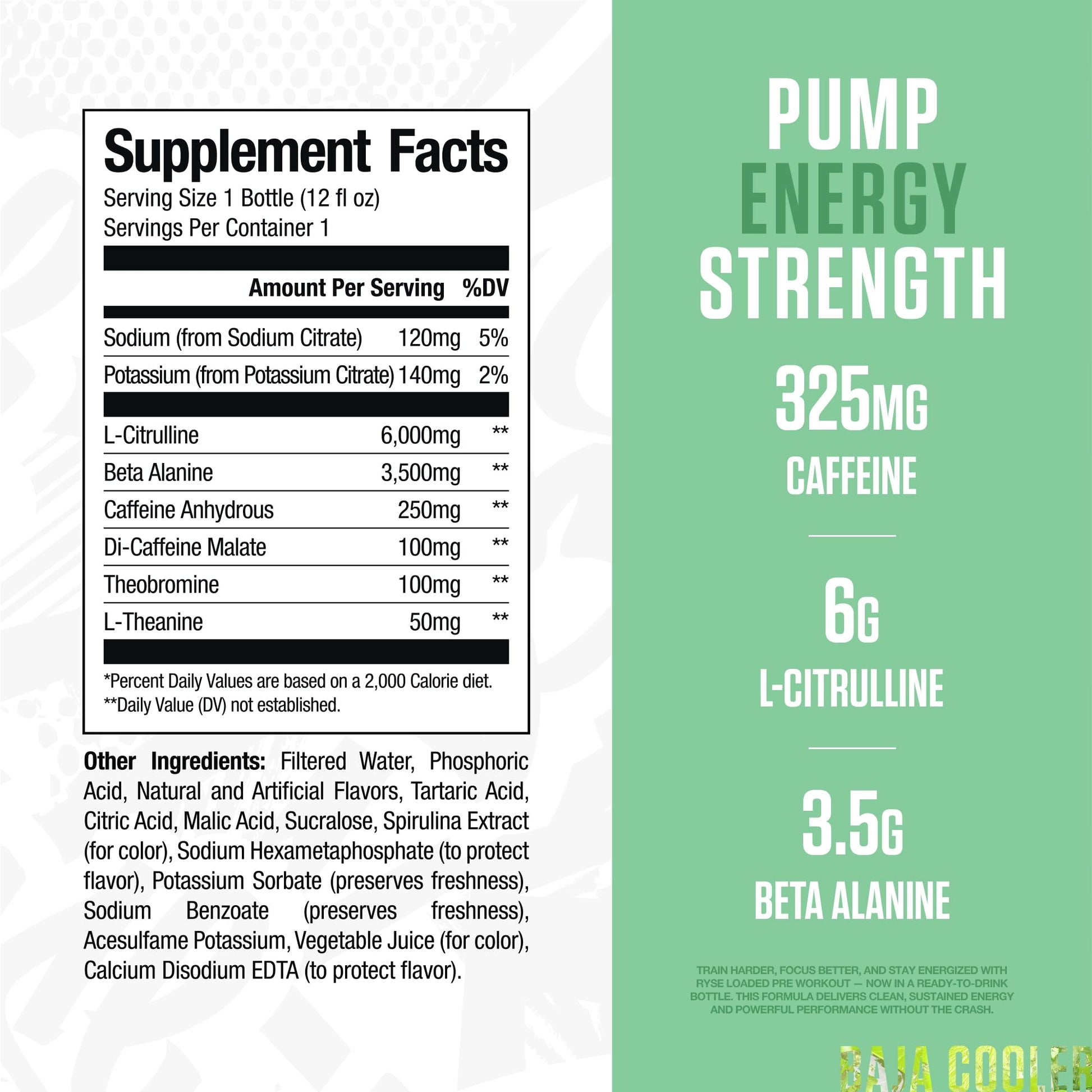 RYSE Loaded Pre Workout Drink - Baja Cooler - Sugar-Free, Ready to Drink Energy Supplement with 325mg Caffeine, Citrulline & Beta Alanine for Focus & Pump - 12 fl oz Bottles (Pack of 12) - Medaid International