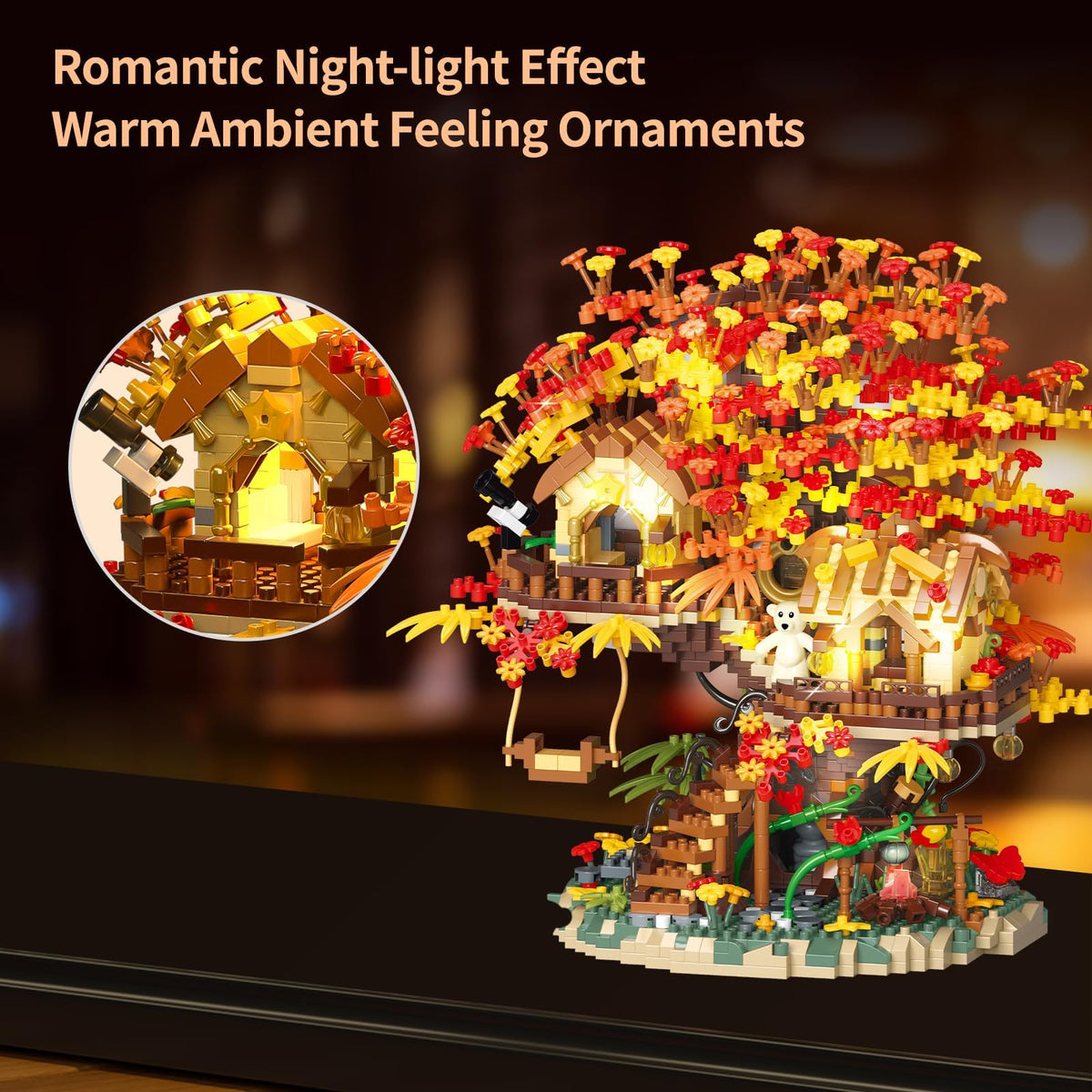 KASTWAVE Treehouse Building Blocks Set with LED Lights, Akino Forest Style Building Toy Kit, Miniature Tree House Model Decor, Ideal Birthday for Age8+ Kids Adults (2725PCS Micro Bricks)