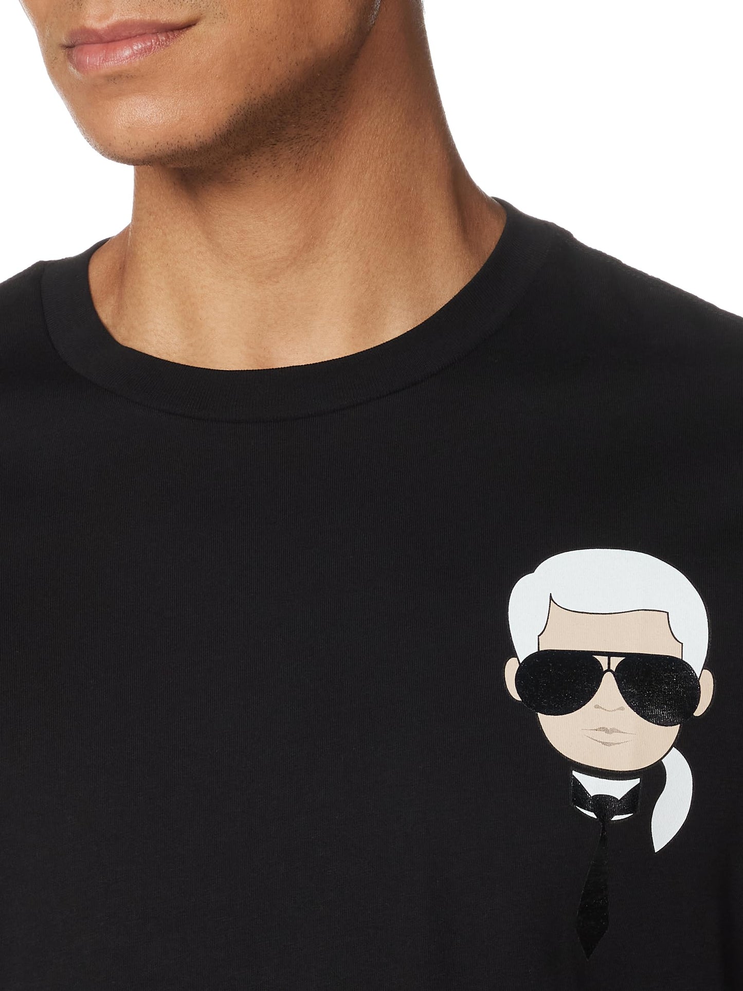 Karl Lagerfeld Paris mens Classic Karl Character Short Sleeve Crew Neck T-shirt T Shirt, Black, Large US - Medaid International
