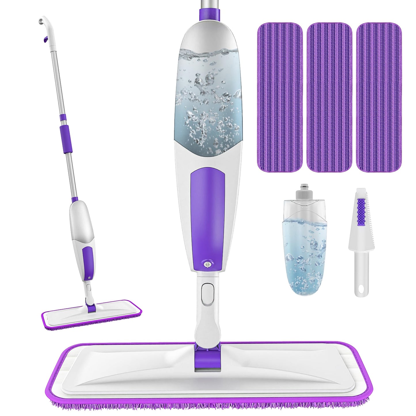 Microfiber Spray Mops for Floor Cleaning - SEVENMAX Dry Wet Floor Mop with Sprayer 3 Washable Pads fit Swiffer Powermop for Hardwood Laminate Tile Wood Vinyl Ceramic Home Kitchen Cleaning - Medaid International