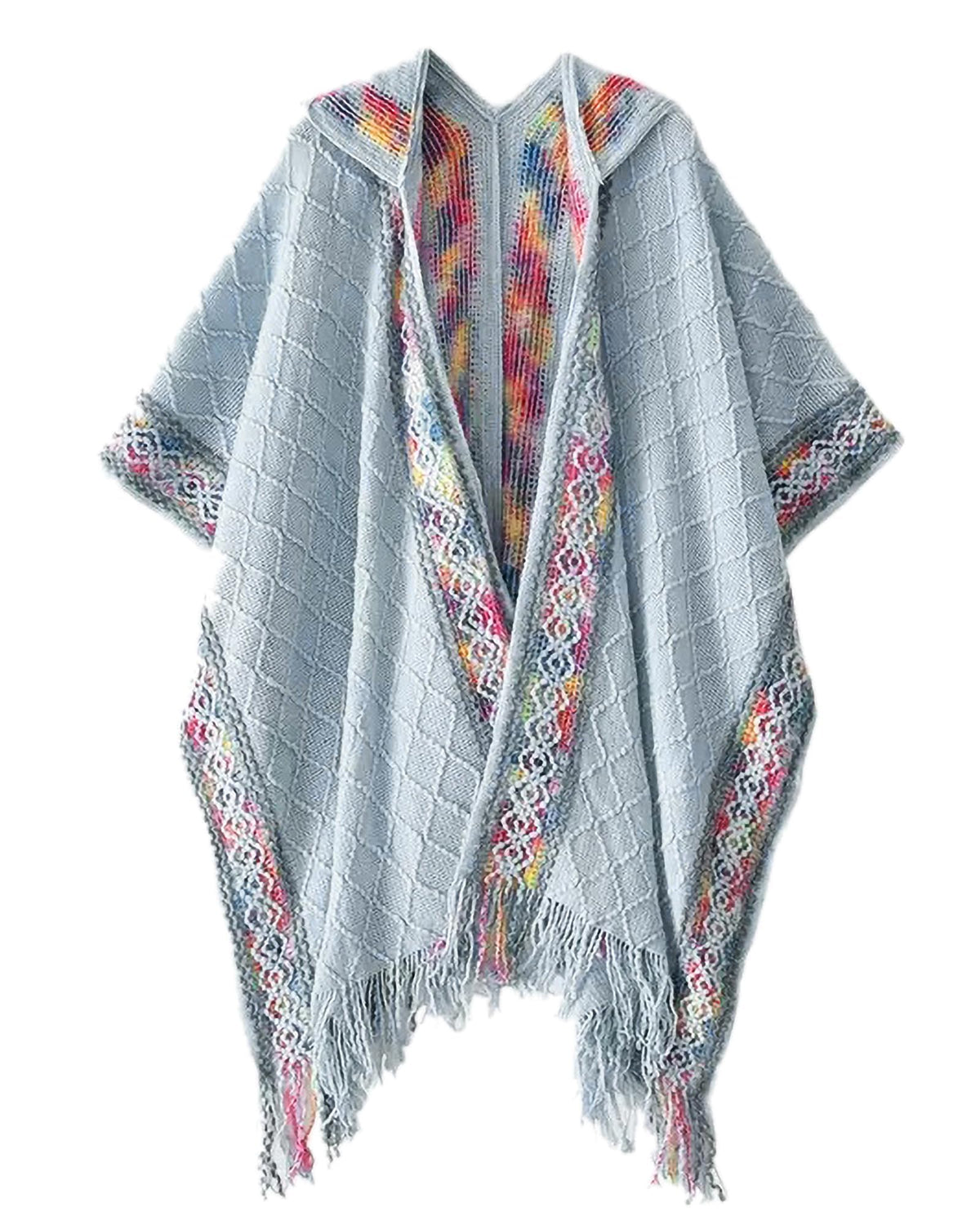 KASTWAVE Knit Shawl Wraps for Women, Wraps Oversized Winter Scarf, Warm Poncho Sweater, Tassels Open Front capes, Warm Wearable Blanket Long Cardigans Sweater Coats Birthday Gifts for Ladies
