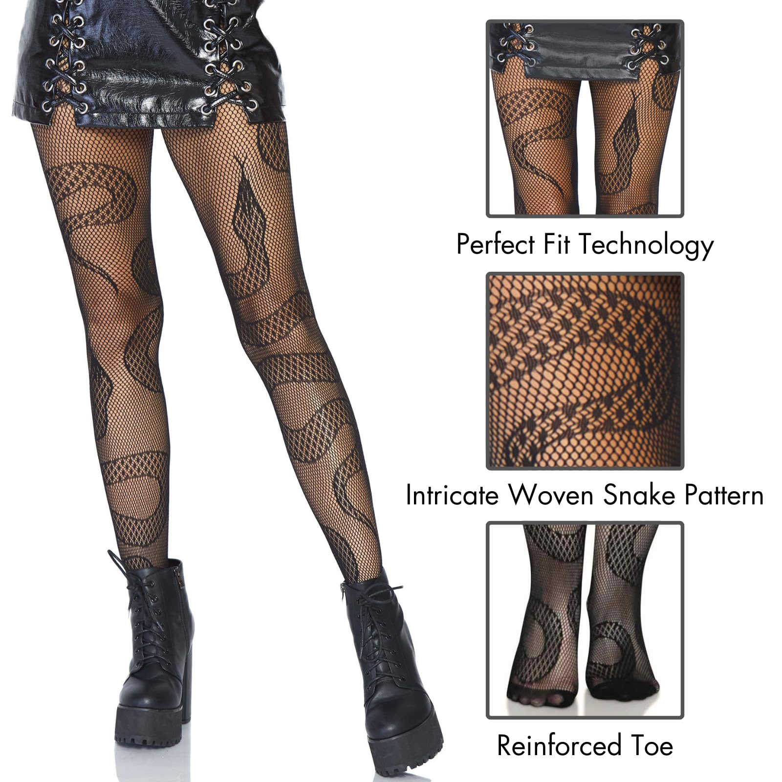 Leg Avenue womens Dark Alternative Animal Fishnet Tights Hosiery, Snake, One Size US - Medaid International