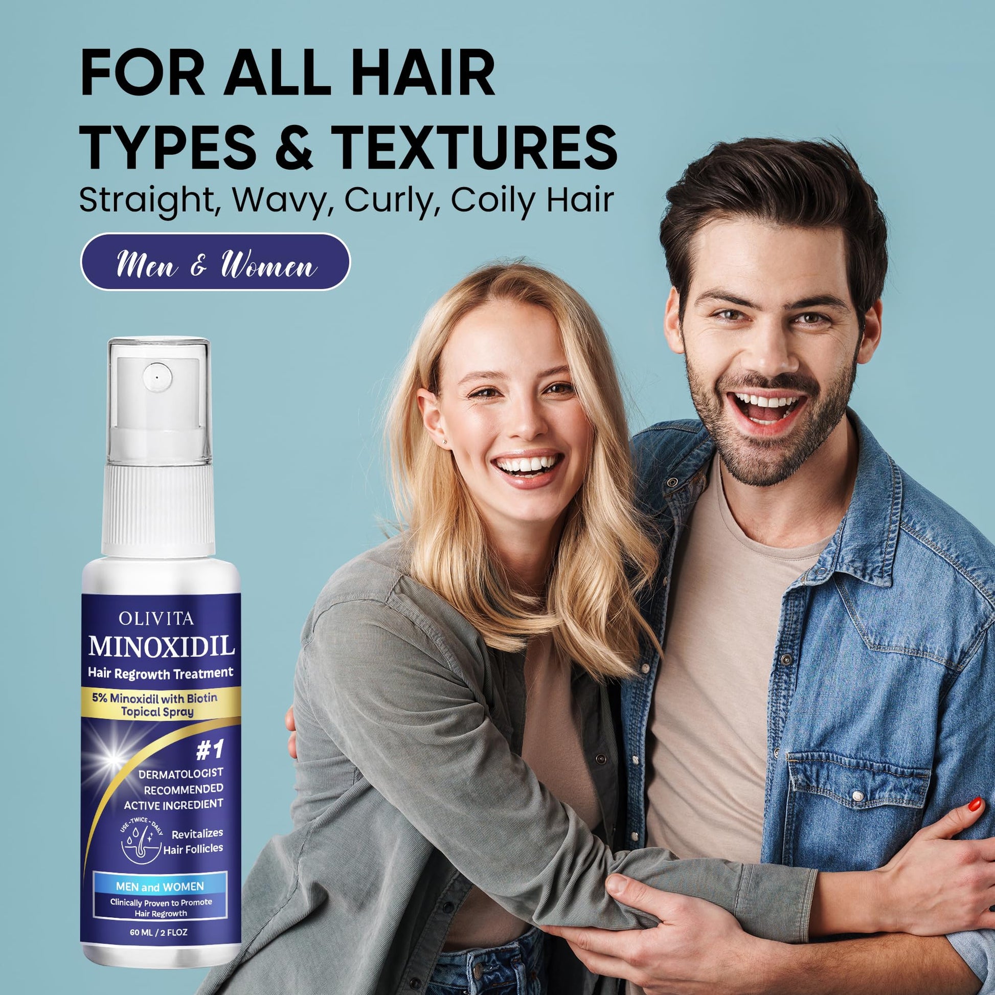 5% Minoxidil for Men and Women Hair Growth: Minoxidil Spray Hair Regrowth Treatment Serum with Biotin & Rosemary -Stop Hair Thinning and Hair Loss For Stronger Thicker Longer Hair - Medaid International