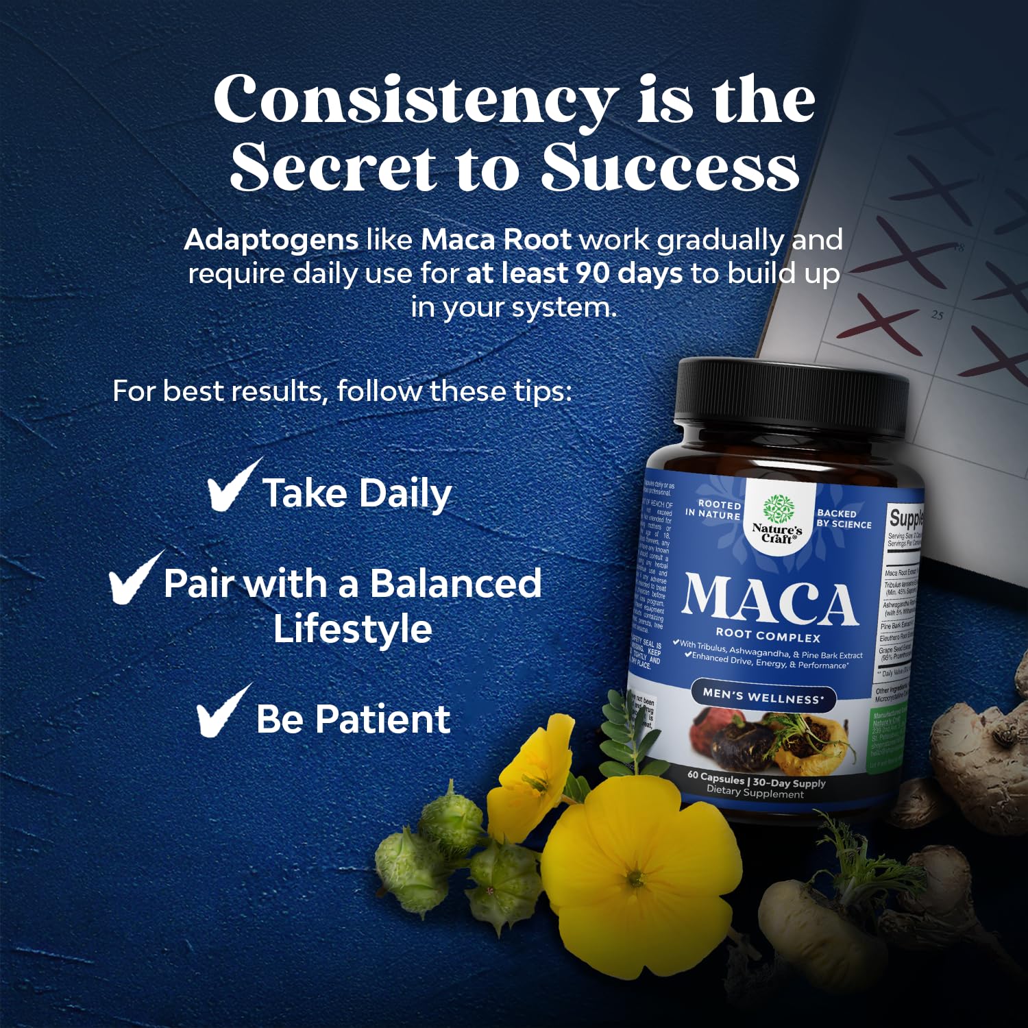 Potent Black Maca Root Capsules for Men - Herbal Wellness Supplement with Siberian Ginseng Ashwagandha and Black Maca Root - Men’s Wellness Supplement to Support General Health (30 Servings) - Medaid International