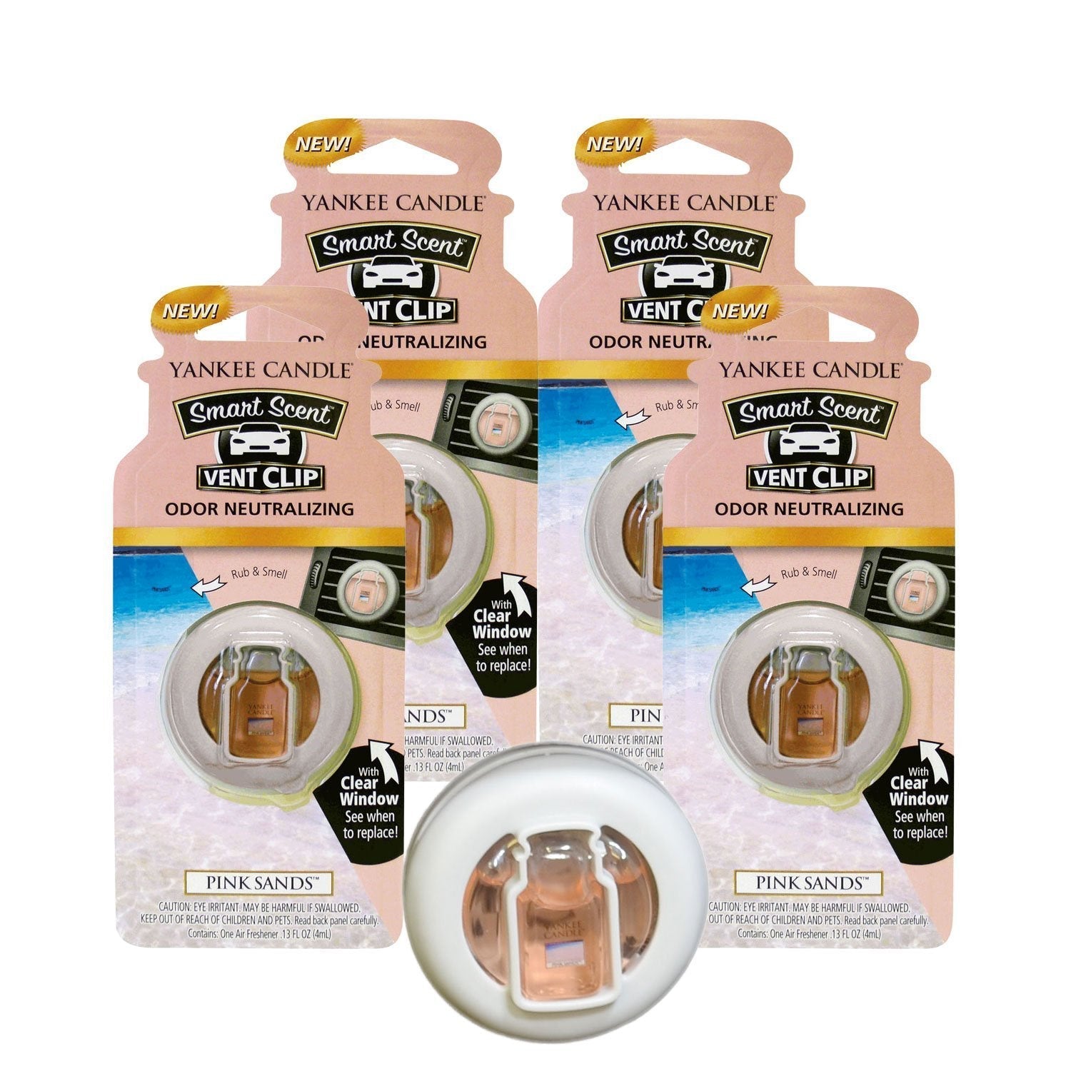 Yankee Candle Pink Sands Smart Scent Vent Clip - Pack of 4 - Medaid International