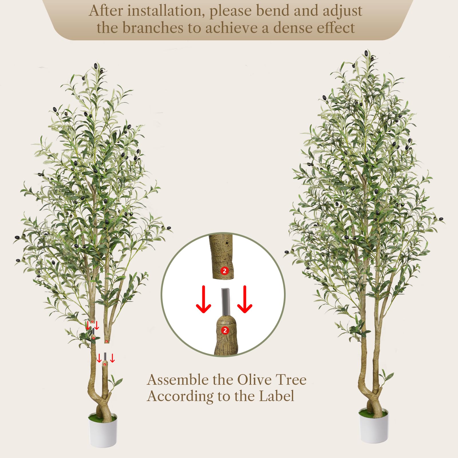 Alupssuc 6FT Artificial Olive Tree Big tall Fake Plants, 6 Feet Artificial Olive Silk Plants Indoors with Curved Trunk in Pots, Fake Tree for Home Office Living Room Indoor Outdoor Decor, 180cm - Medaid International