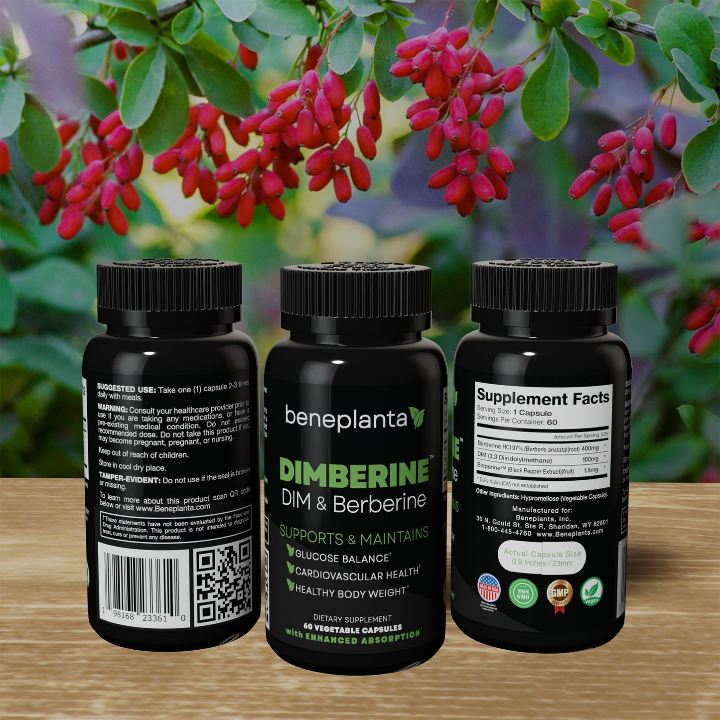 Dimberine - DIM & Berberine, High Purity Enhanced Absorption Formula - 60 Capsules - Medaid International