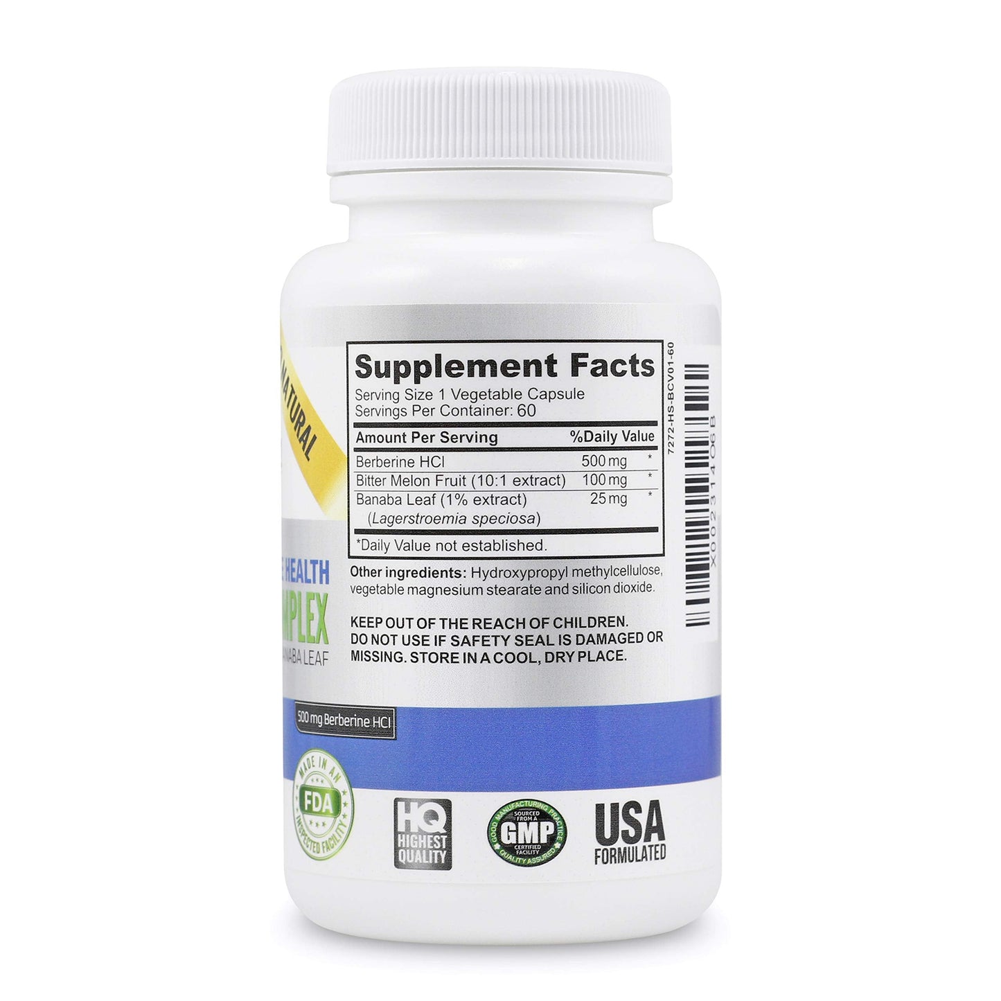 Vitalité Now! High Strength Berberine 500mg + Bitter Melon & Banaba - Immune System Health - Cardiovascular & Gastrointestinal Support - 60 Vegetarian Capsules - Medaid International