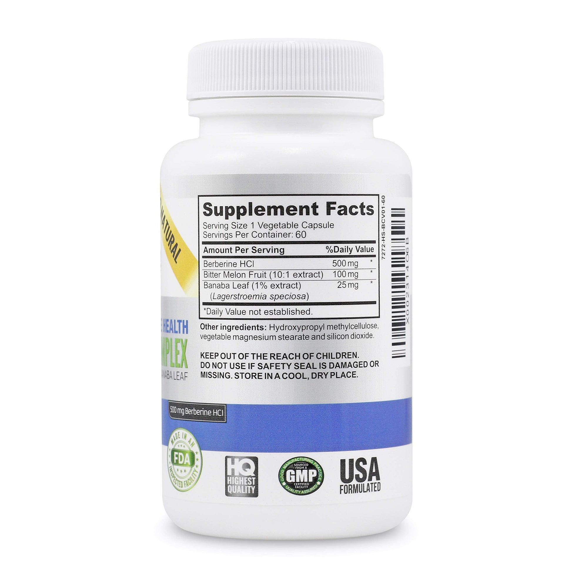 Vitalité Now! High Strength Berberine 500mg + Bitter Melon & Banaba - Immune System Health - Cardiovascular & Gastrointestinal Support - 60 Vegetarian Capsules - Medaid International