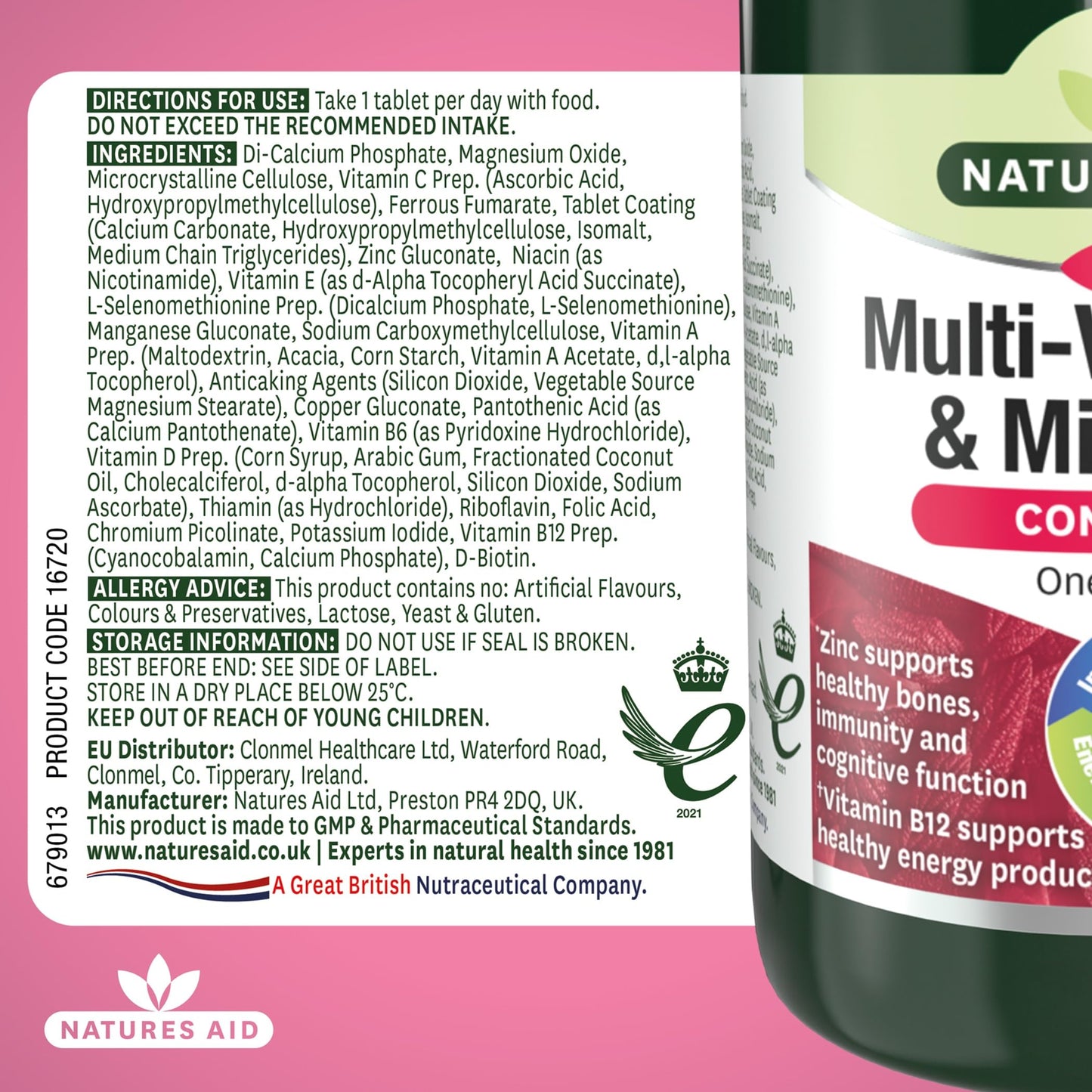 Natures Aid Complete Multi-Vitamin & Minerals Antioxidant Formula 90 Tabs - Good Health - Medaid International
