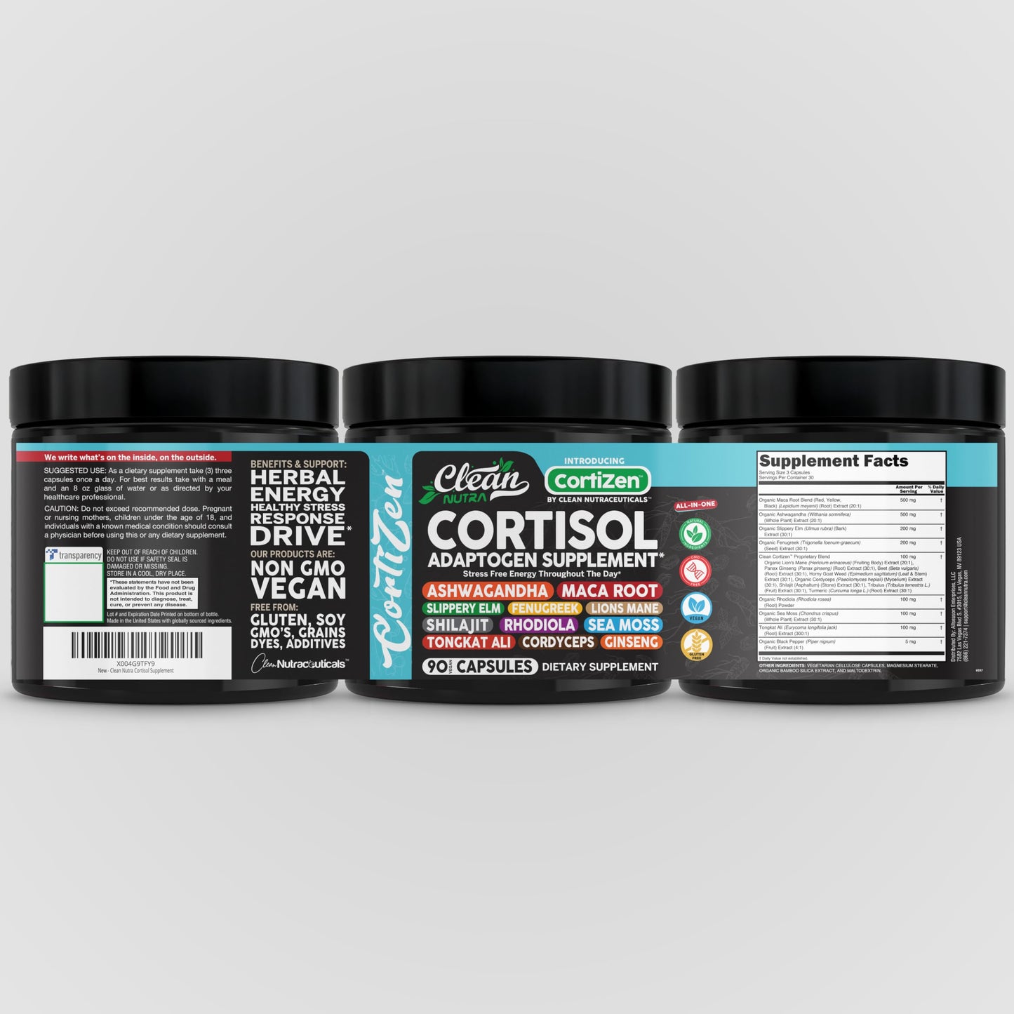 Clean Nutra Cortisol Supplements For Women | Maca Root Ashwagandha Cortisol Detox Manager Reducer + Slippery Elm Fenugreek Lions Mane Shilajit Rhodiola Sea Moss Tongkat Ali Cordyceps Ginseng Beet Root - Medaid International